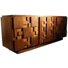 1970s Mid-Century Modern Brutalist Mosaic Patchwork Dresser by Lane
