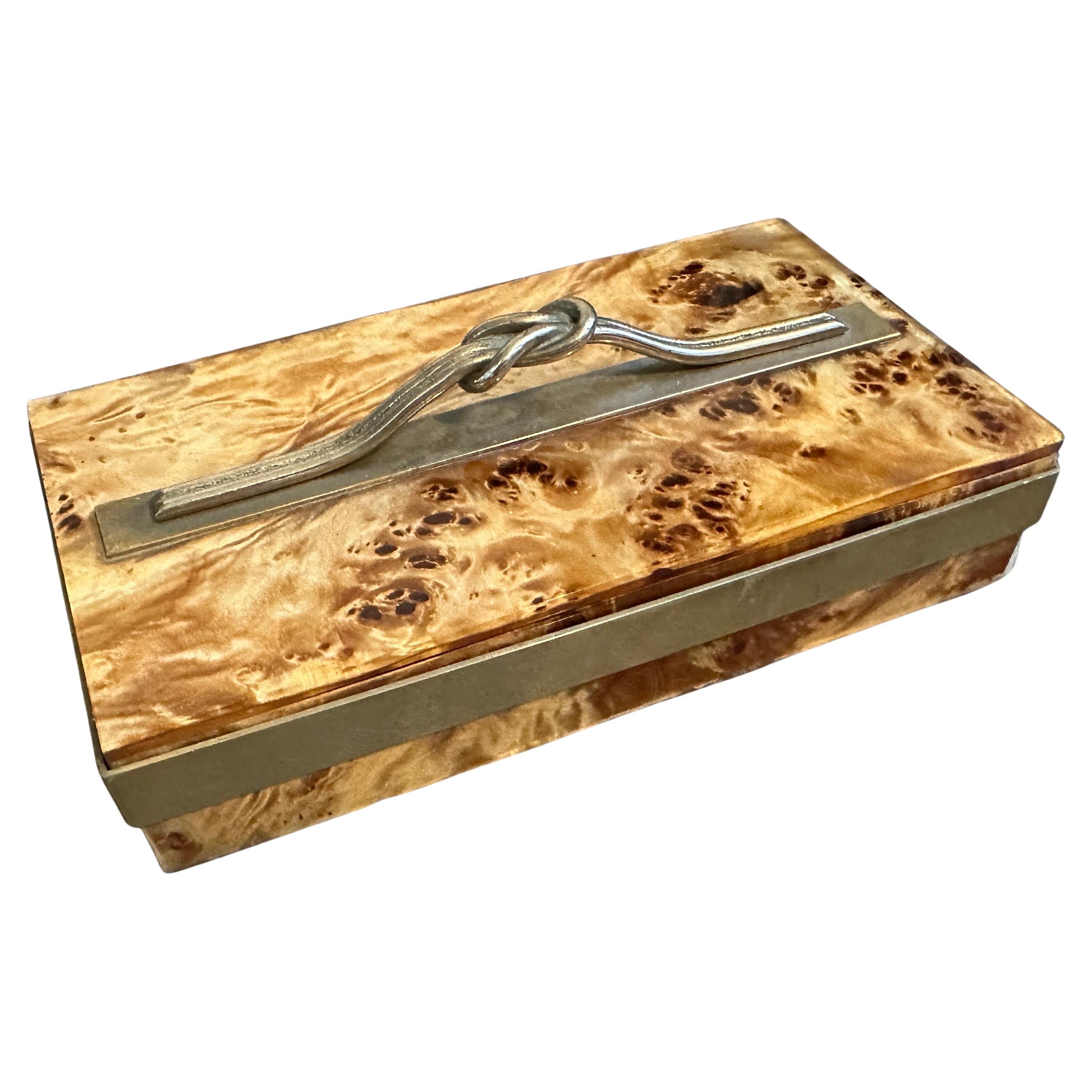 1970er Jahre Mid-Century Modern Wurzelholz und Messing Italienisch Luxus-Schmuck-Box