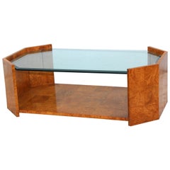 1970s Mid-Century Modern Burl Wood Coffee Table