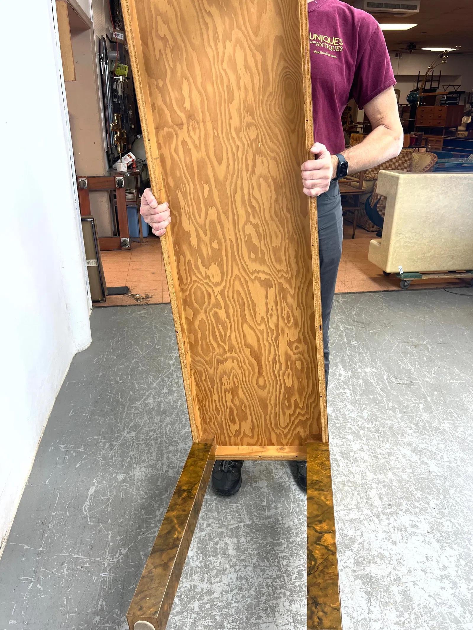Laminato Tavolo da console Parsons in laminato Burlwood del Mid Century Modern degli anni '70 in vendita