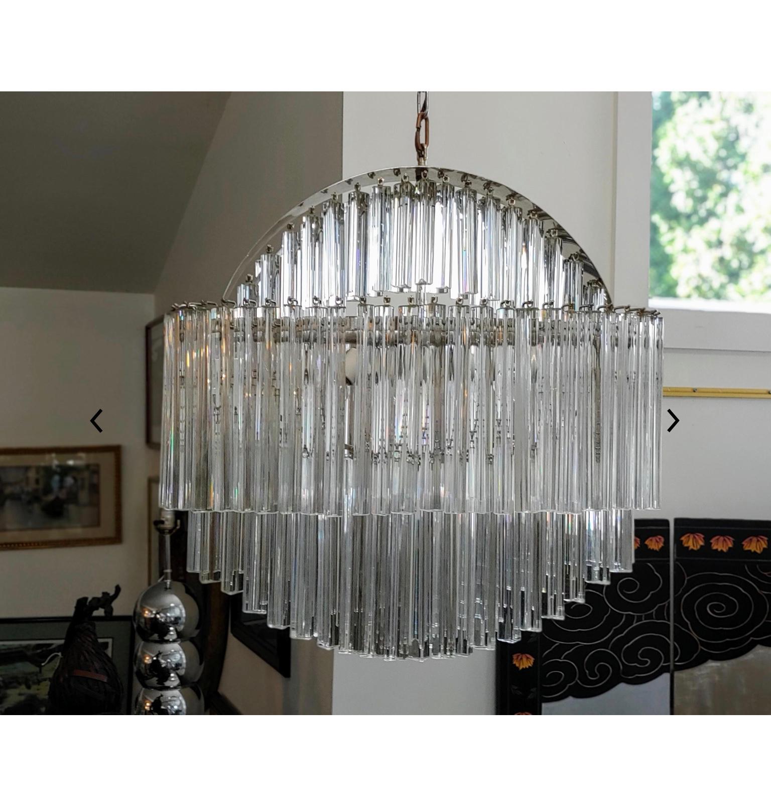 Magnificent midcentury 1970s Camer large chandelier with Murano glass.