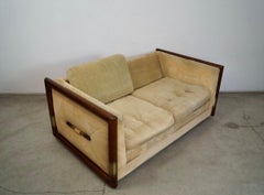 1970's Mid-Century Modern Campaign Loveseat Sofa