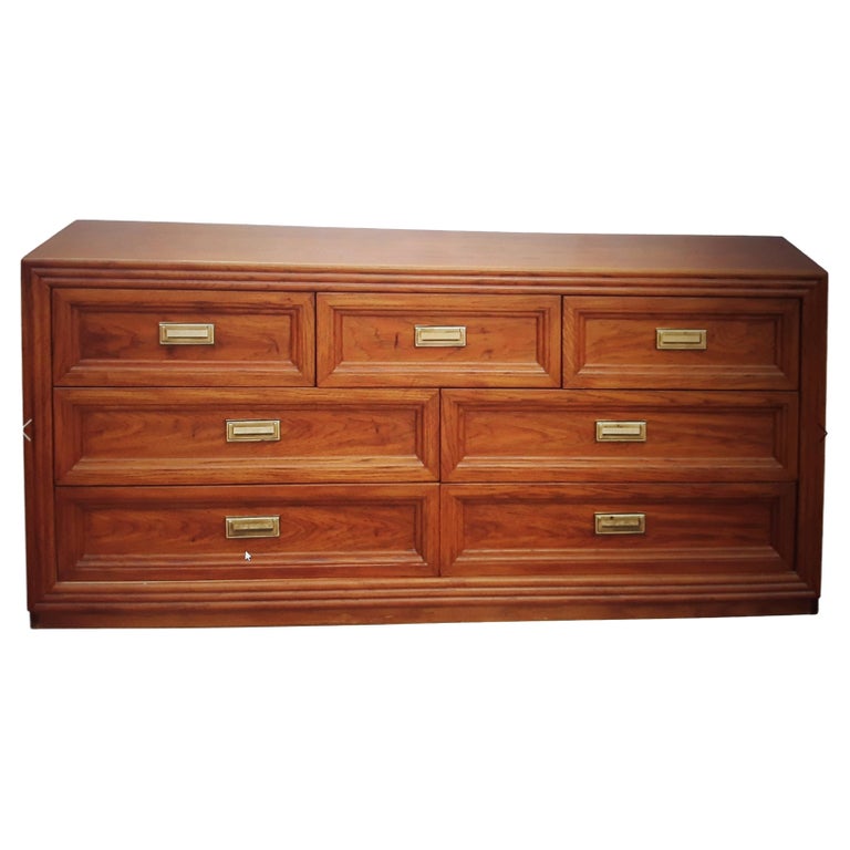1970's Mid Century Modern Campaign style Dresser by Thomasville For Sale at  1stDibs | thomasville 7 drawer dresser, thomasville campaign dresser,  thomasville bedroom furniture 1970s