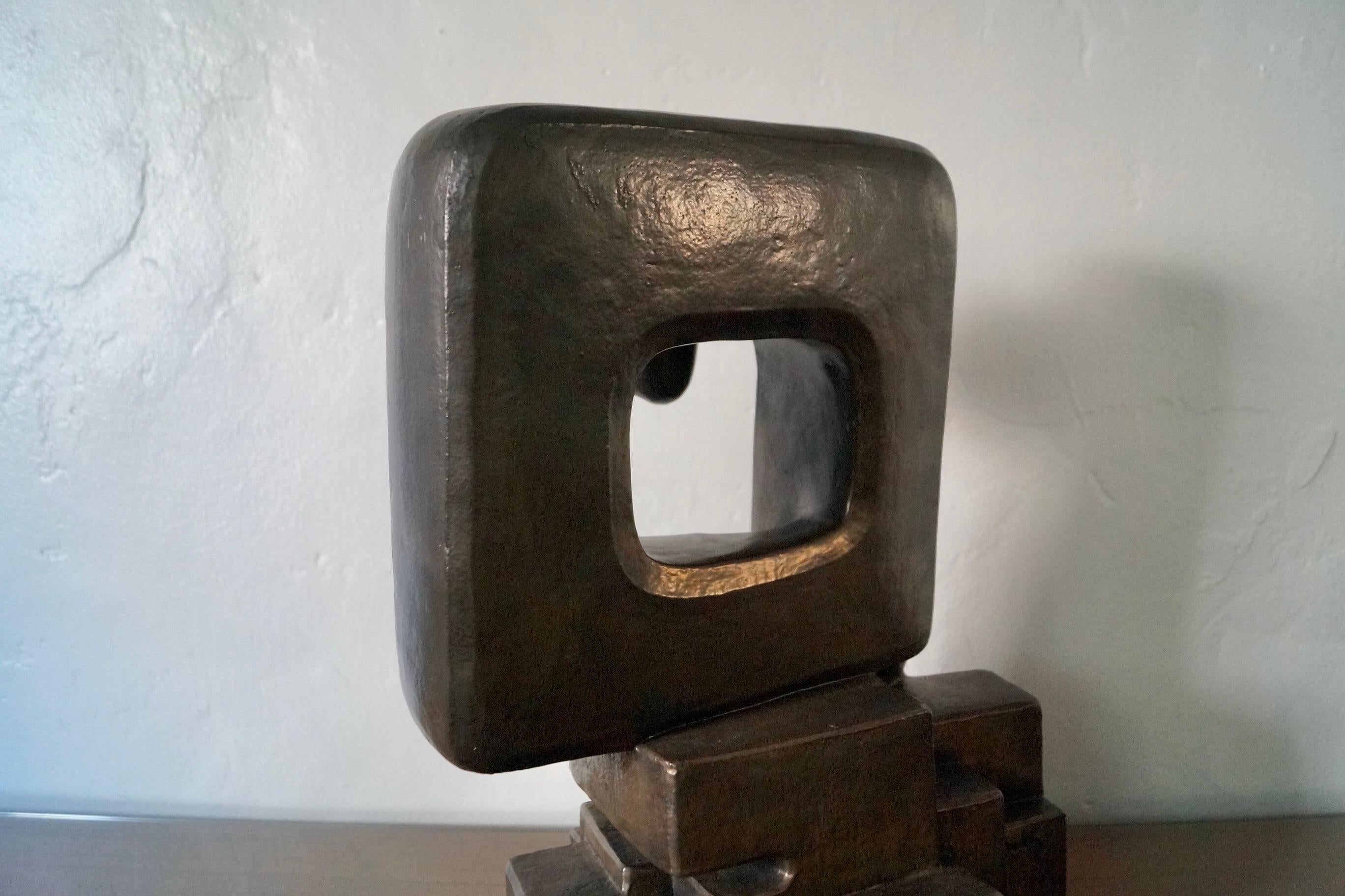 Abstrakte Carole Shulz-Skulptur aus Metallic-Bronze, Mid-Century Modern, 1970er Jahre im Angebot 5