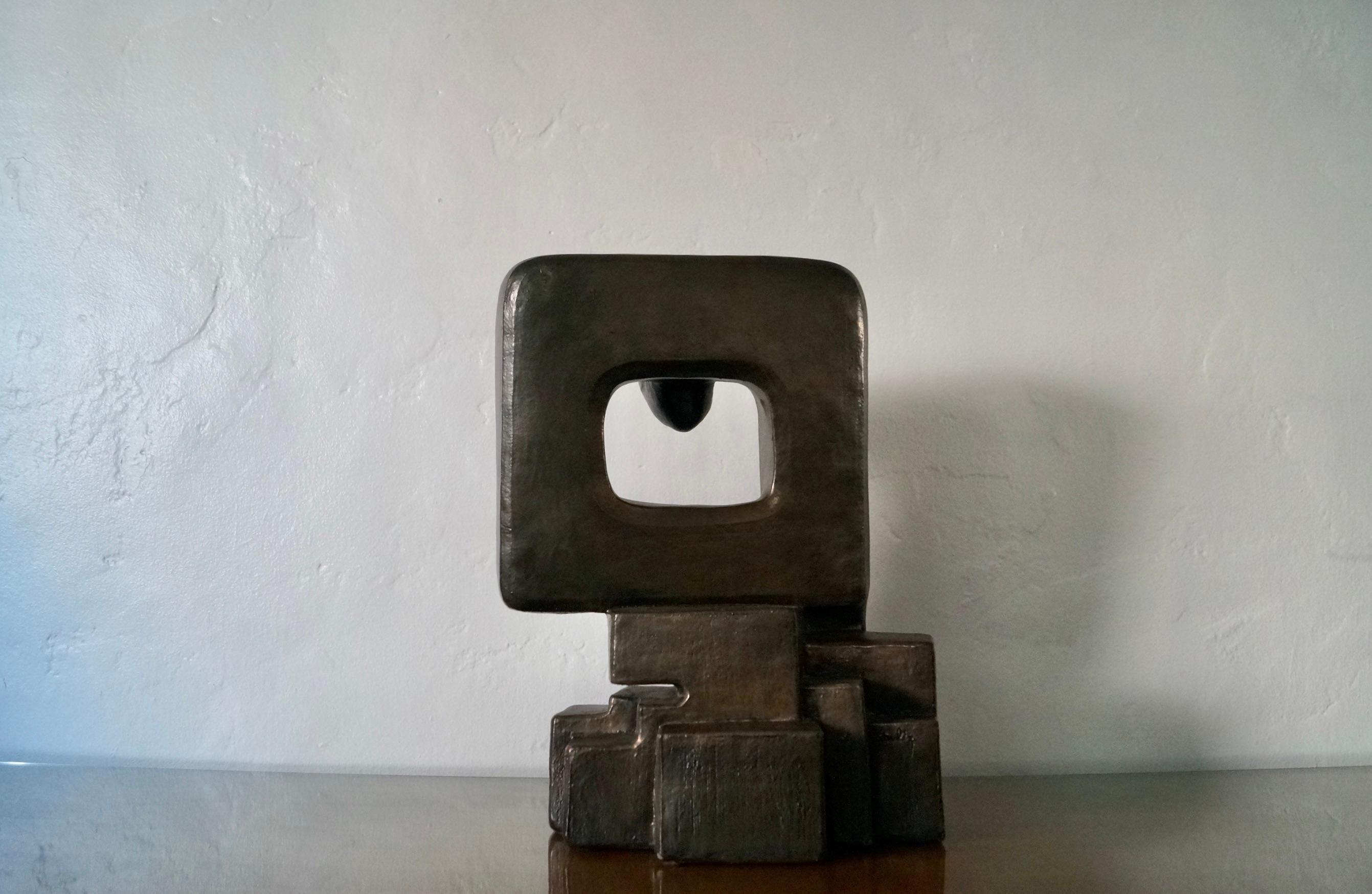 Abstrakte Carole Shulz-Skulptur aus Metallic-Bronze, Mid-Century Modern, 1970er Jahre im Zustand „Gut“ im Angebot in Burbank, CA