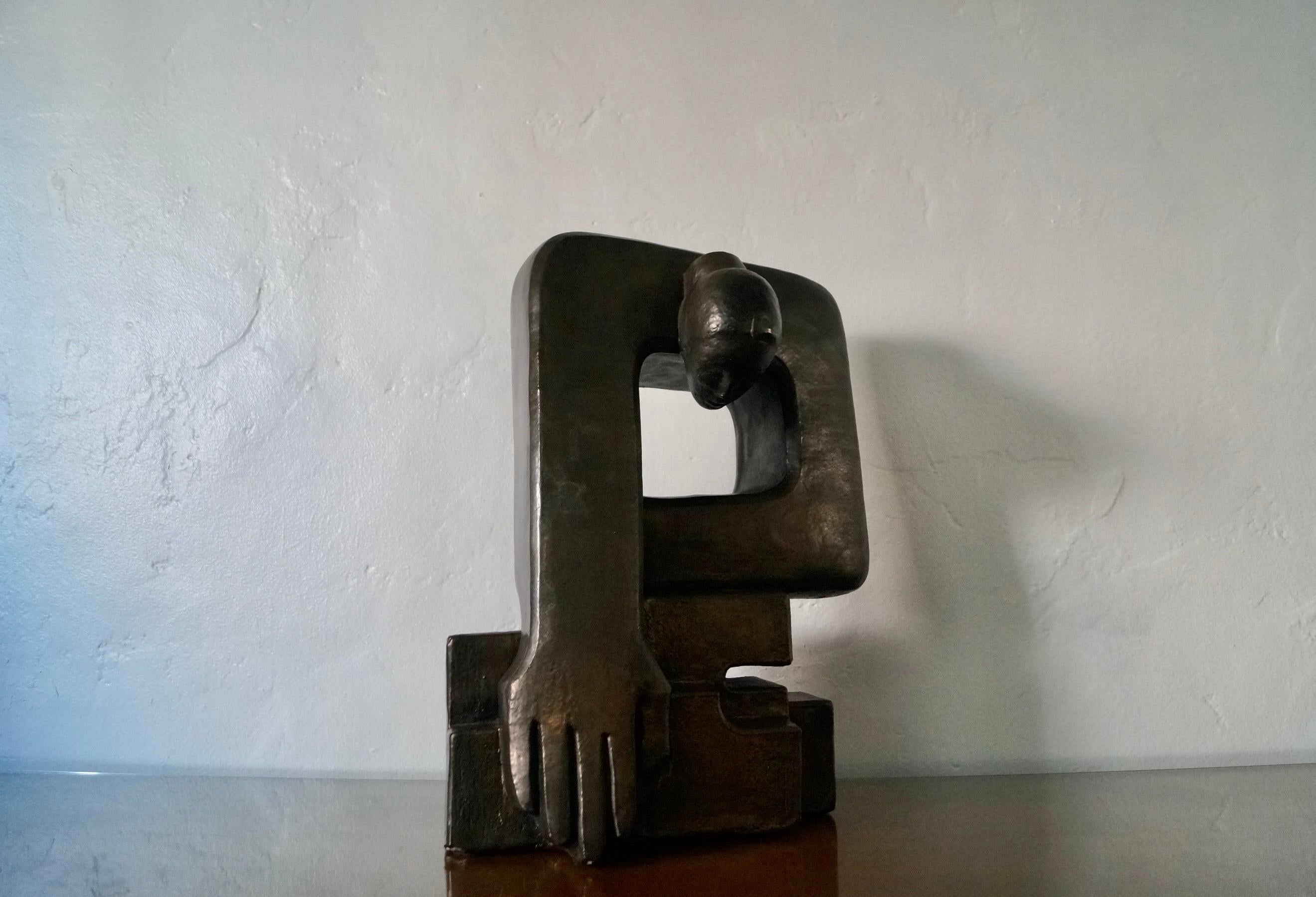 Abstrakte Carole Shulz-Skulptur aus Metallic-Bronze, Mid-Century Modern, 1970er Jahre (Ende des 20. Jahrhunderts) im Angebot