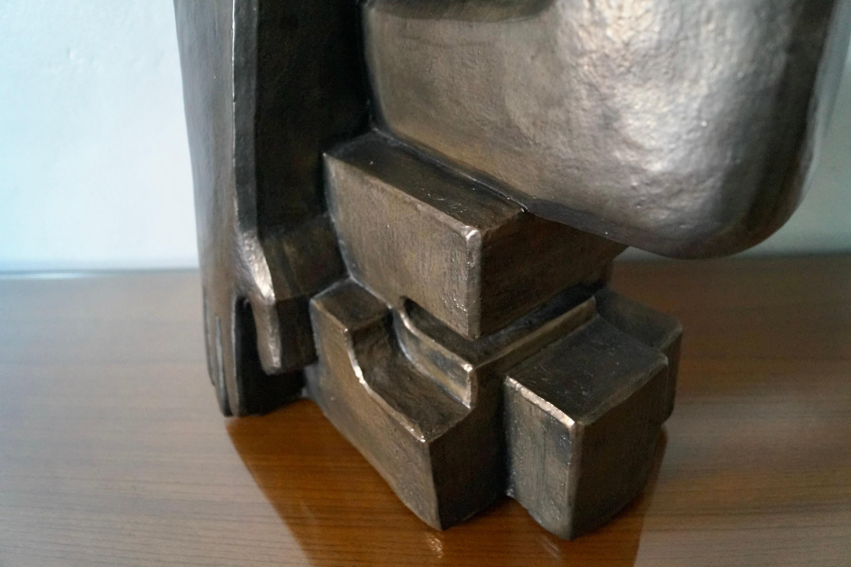 Abstrakte Carole Shulz-Skulptur aus Metallic-Bronze, Mid-Century Modern, 1970er Jahre im Angebot 3