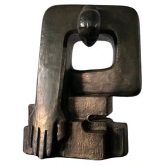 1970's Mid-Century Modern Carole Shulz Metallic Bronze Abstract Sculpture