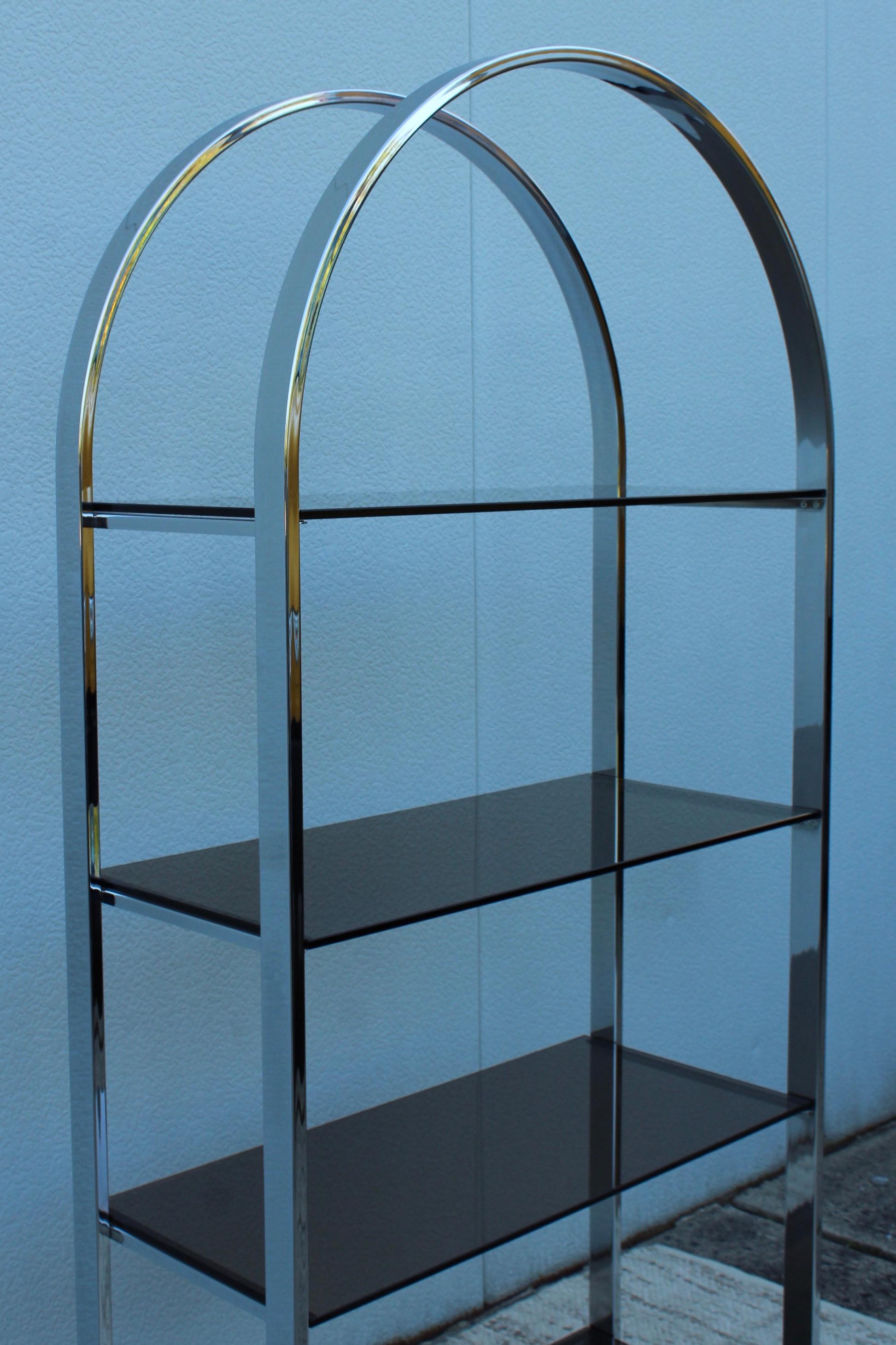1970's Mid-Century Modern Chrome Arch Etagere For Sale 4