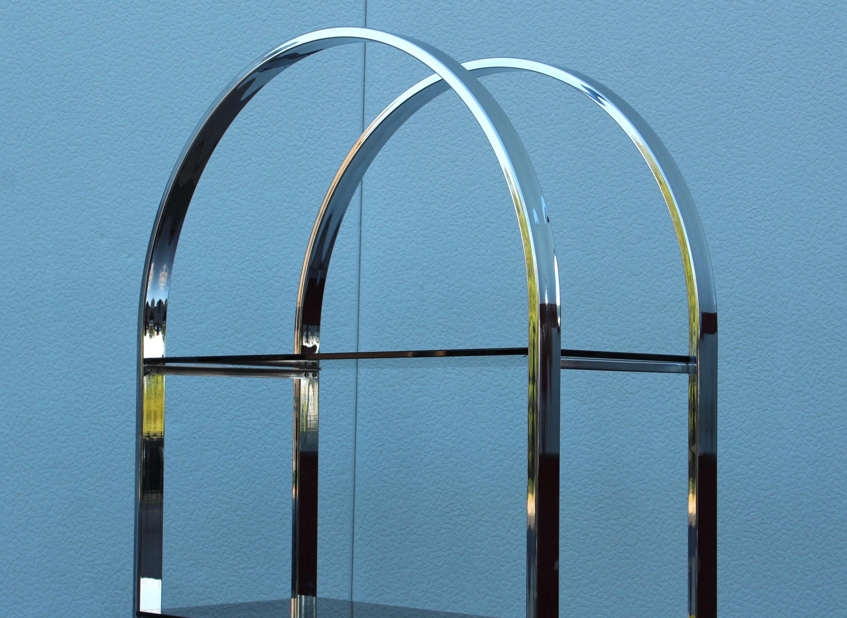 1970's Mid-Century Modern Chrome Arch Etagere For Sale 7