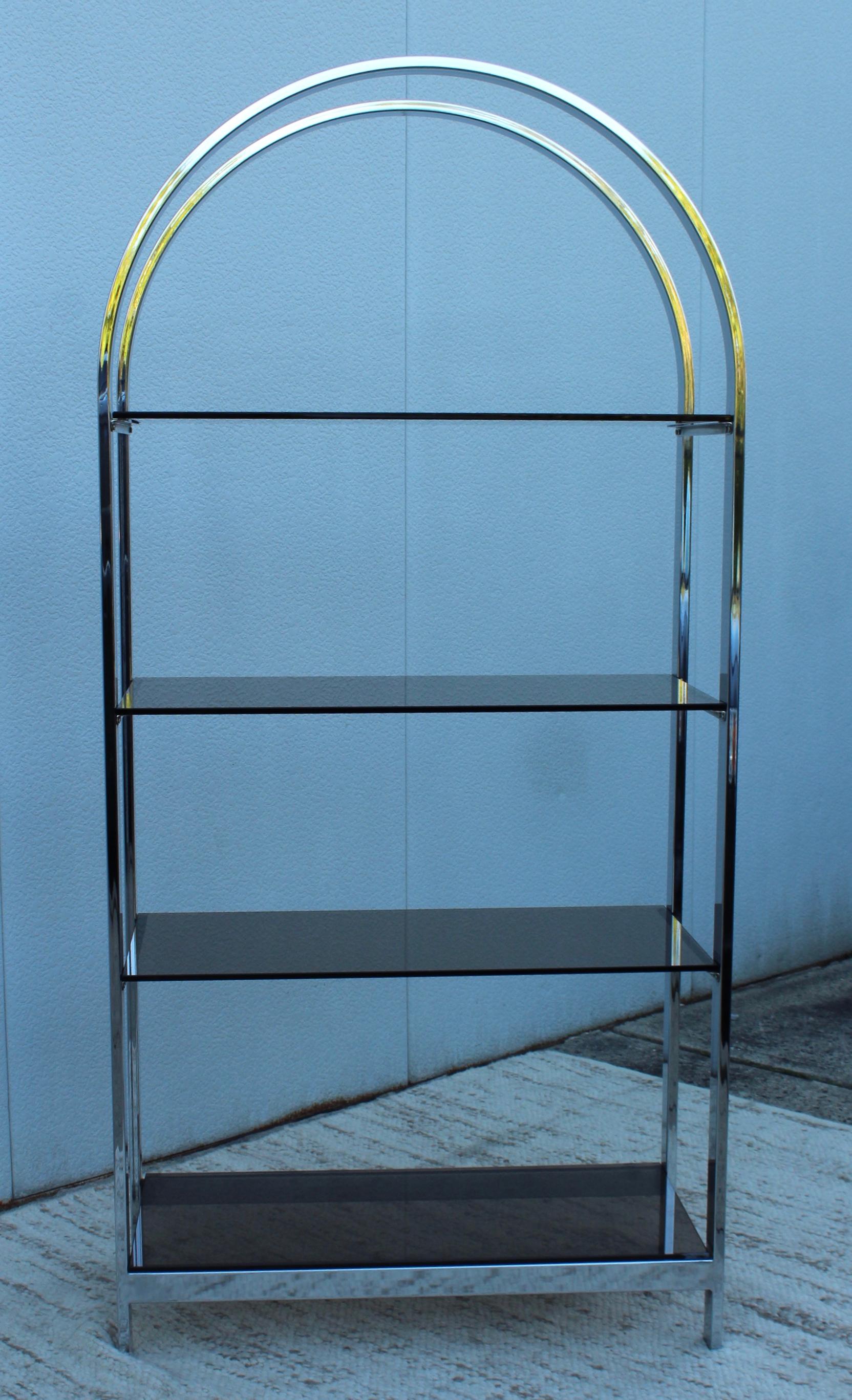 American 1970's Mid-Century Modern Chrome Arch Etagere For Sale