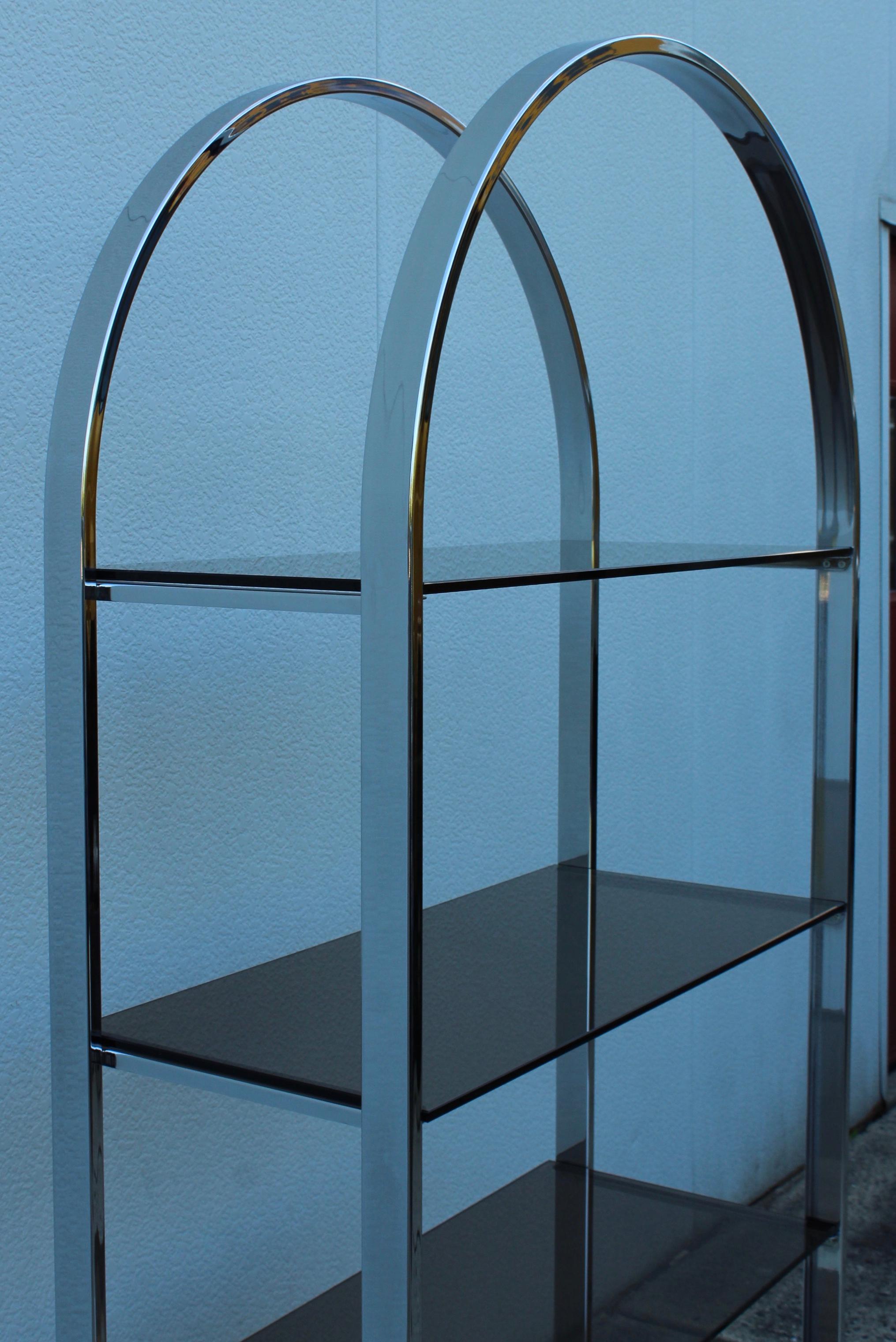 1970's Mid-Century Modern Chrome Arch Etagere For Sale 3
