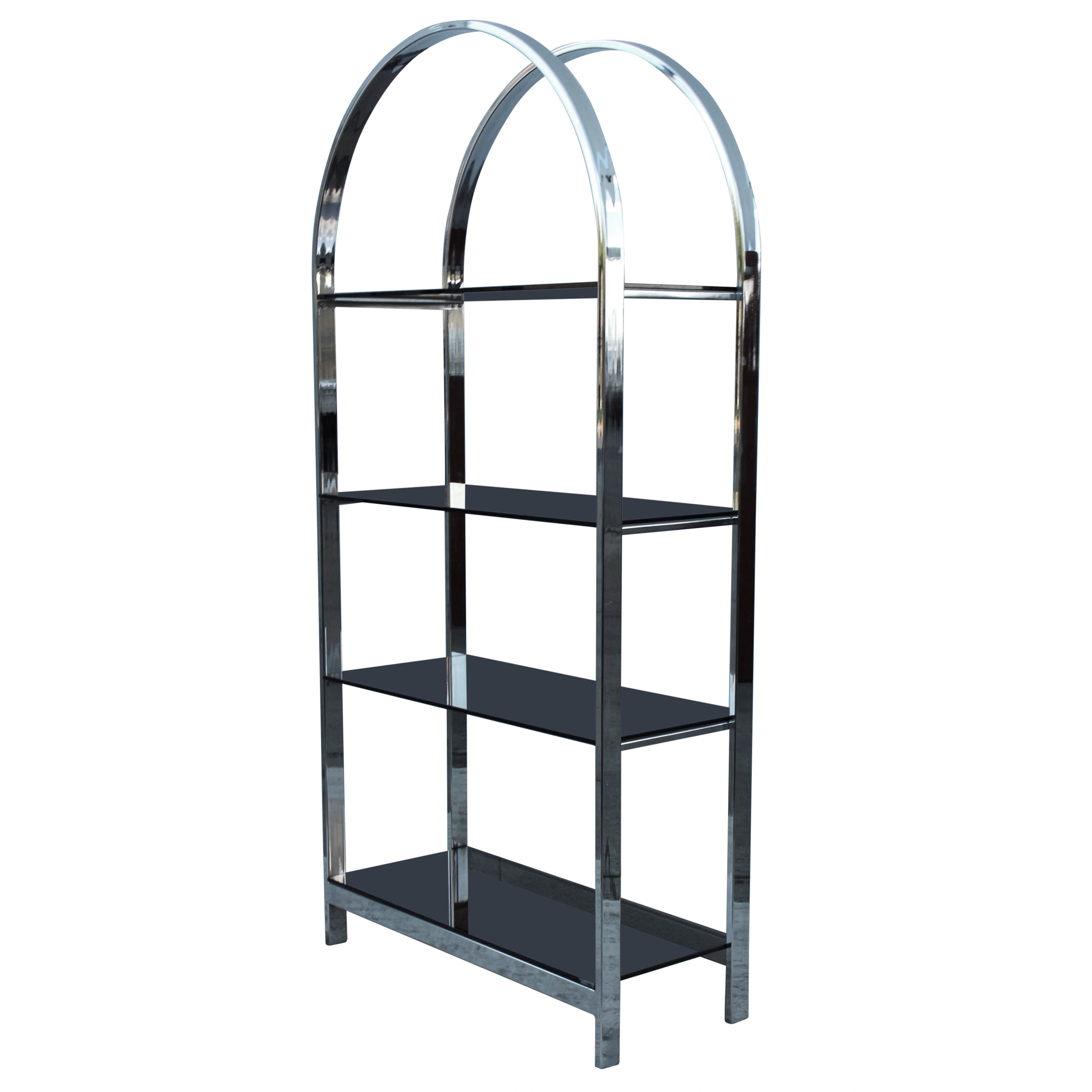 1970's Mid-Century Modern Chrome Arch Etagere