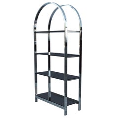 1970's Mid-Century Modern Chrome Arch Etagere
