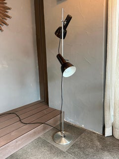 Lámpara de pie cromada moderna de mediados de siglo de 1970 con pantallas regulables