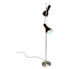 Lámpara de pie cromada moderna de mediados de siglo de 1970 con pantallas regulables