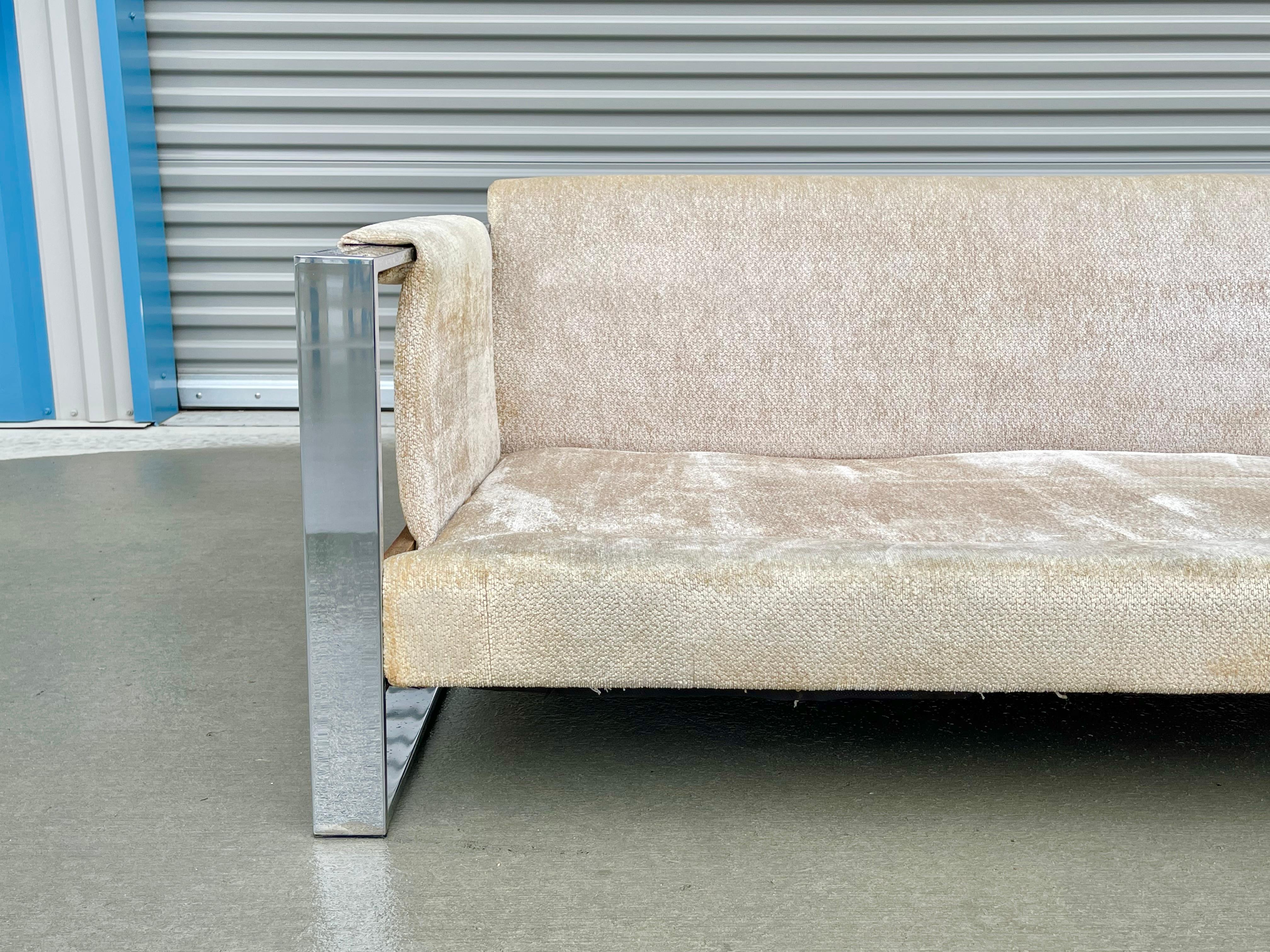 Mid-Century Modern 1970s Mid Century Modern Chrome Sofa Attributed to Adrian Pearsall For Sale