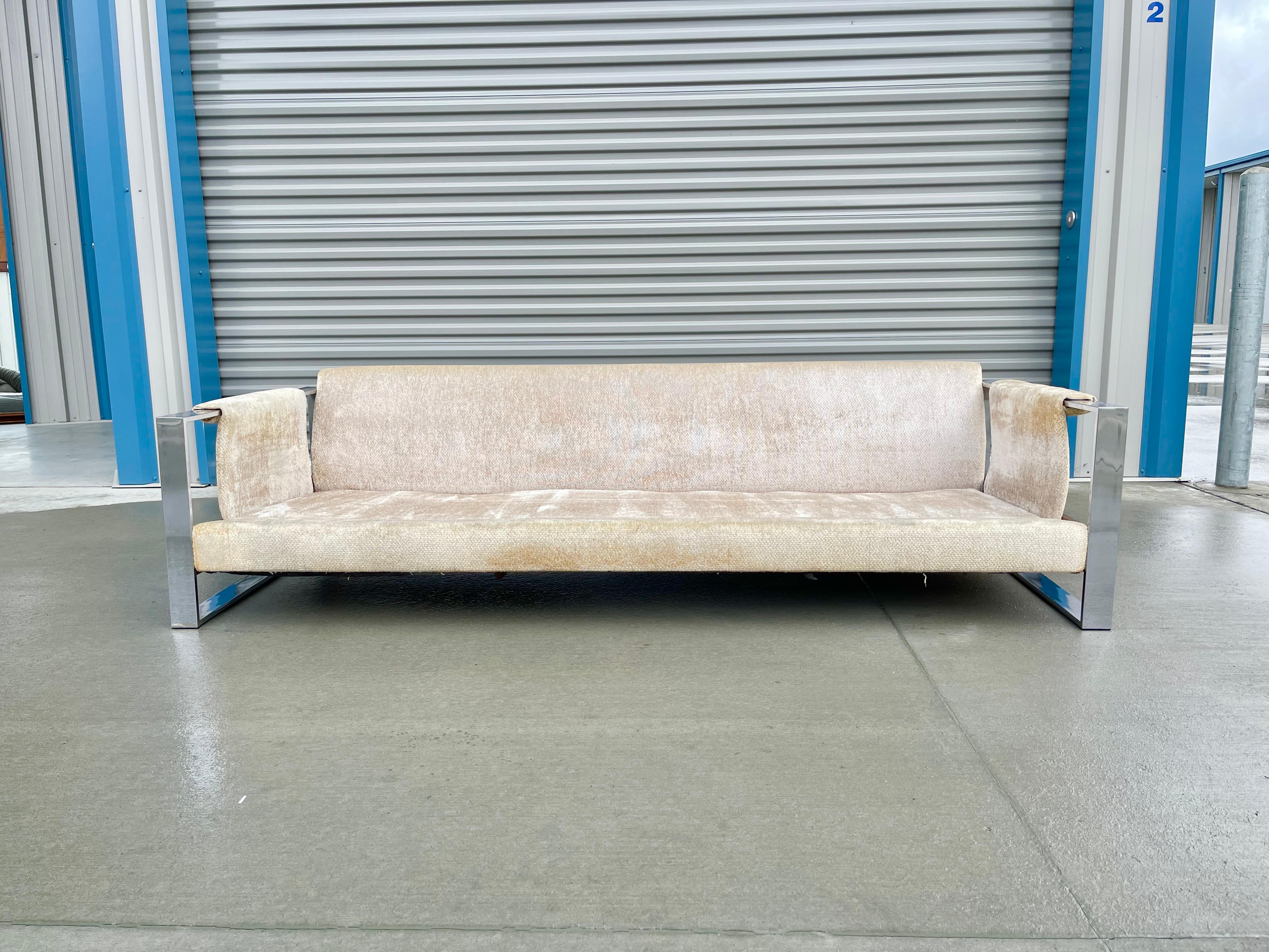American 1970s Mid Century Modern Chrome Sofa Attributed to Adrian Pearsall For Sale