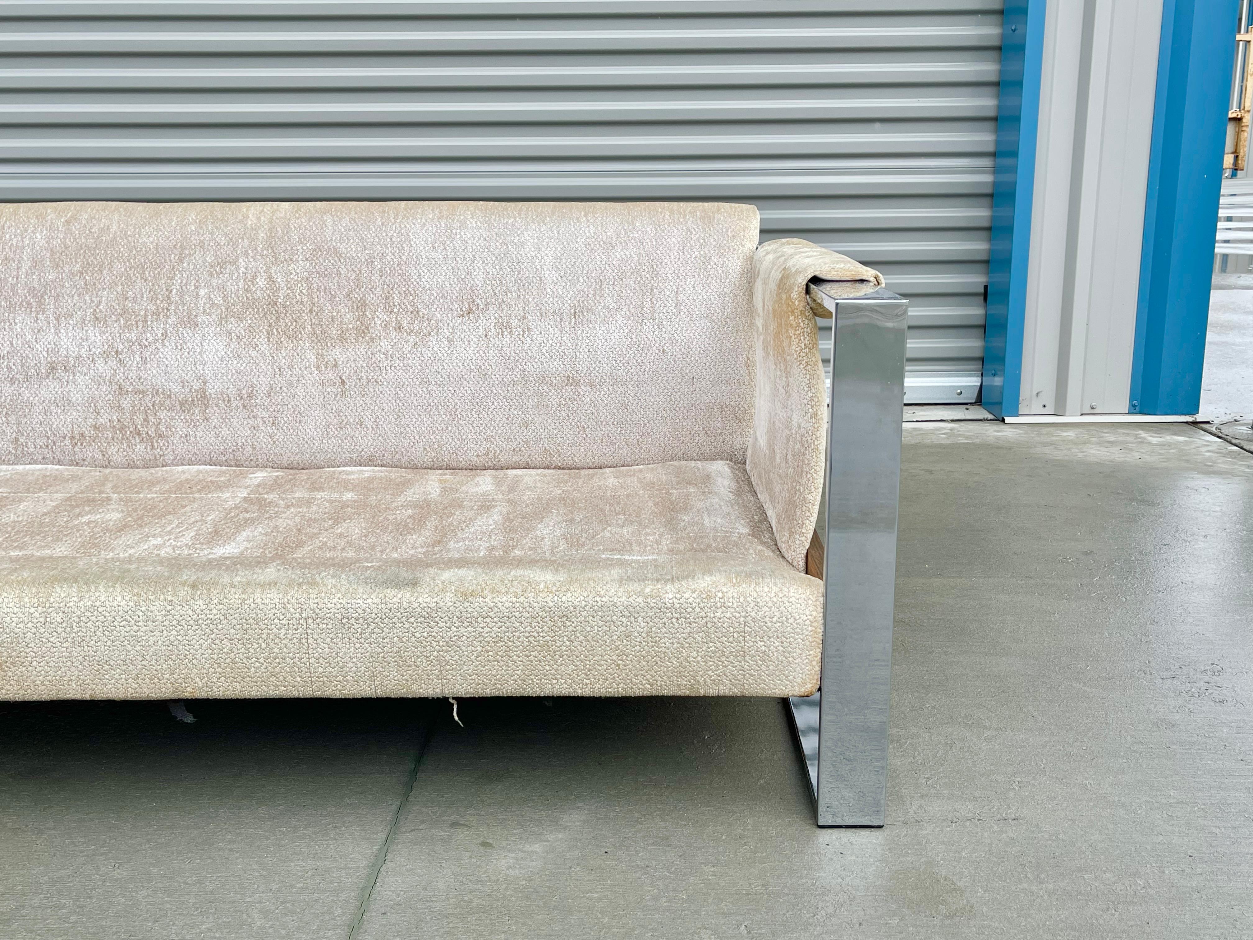 1970s Mid Century Modern Chrome Sofa Attributed to Adrian Pearsall In Good Condition For Sale In North Hollywood, CA