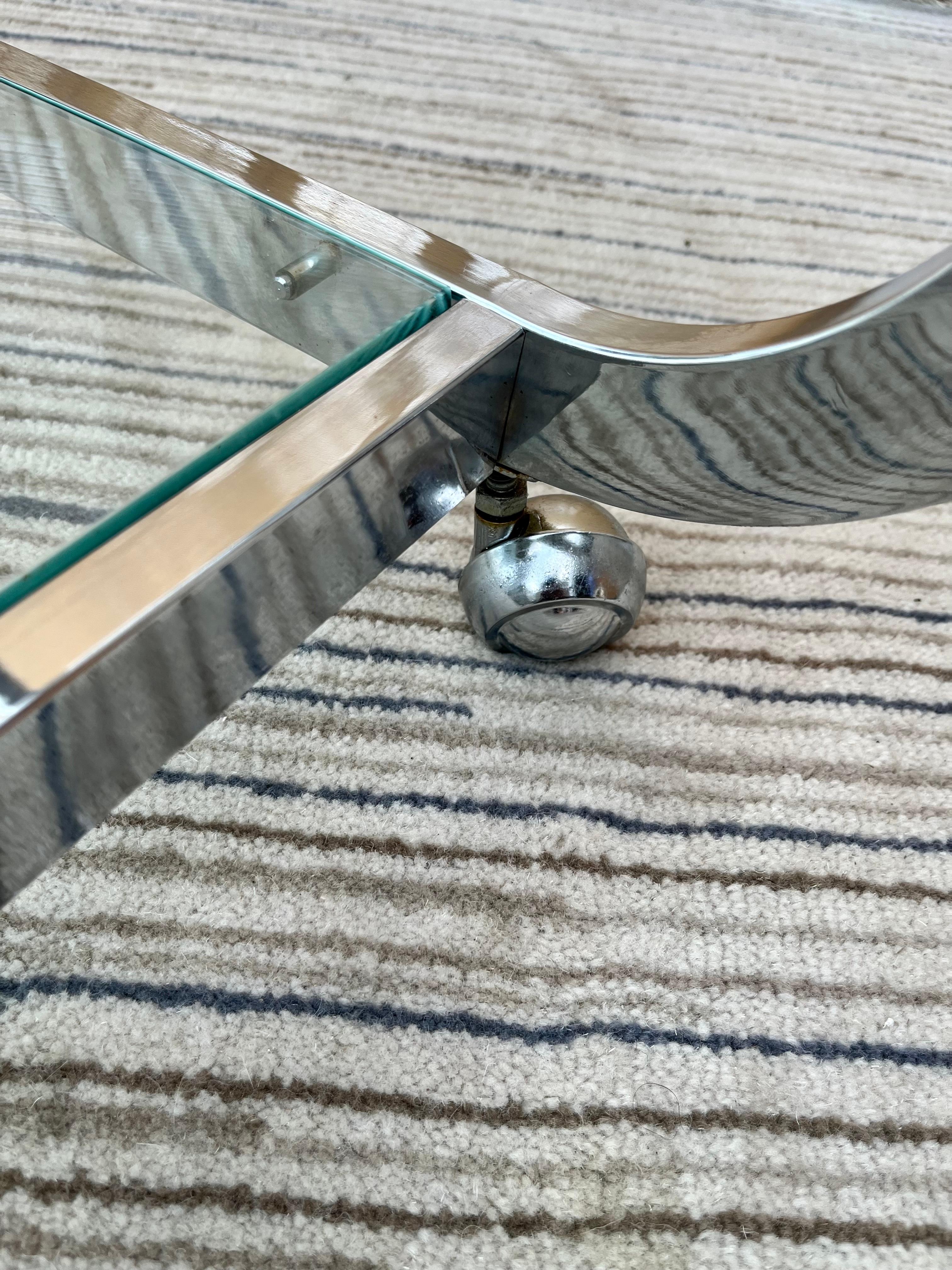 1970s Mid-Century Modern Chromed Dry Bar Cart in the Milo Baughman Style 8