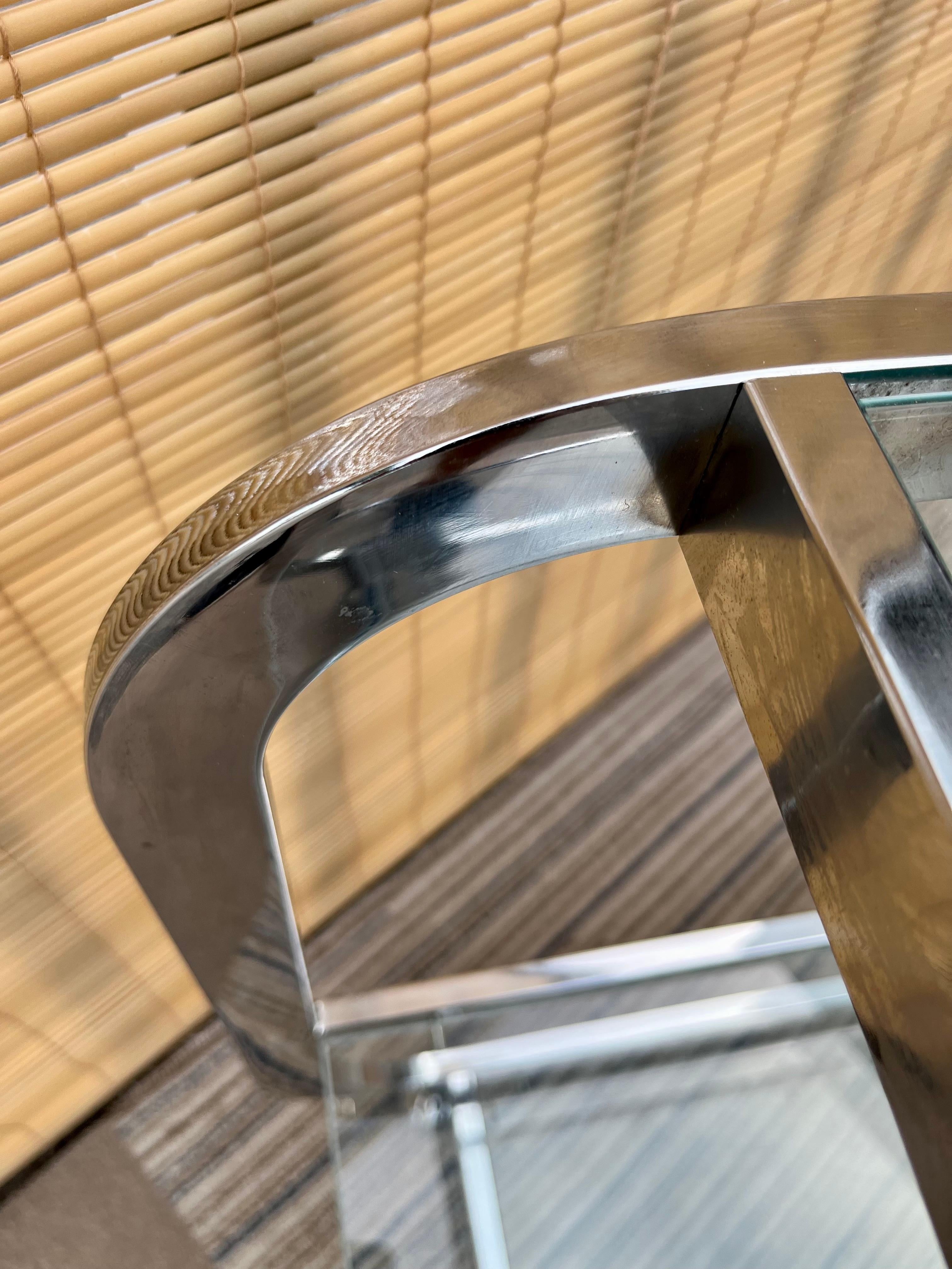 1970s Mid-Century Modern Chromed Dry Bar Cart in the Milo Baughman Style 10