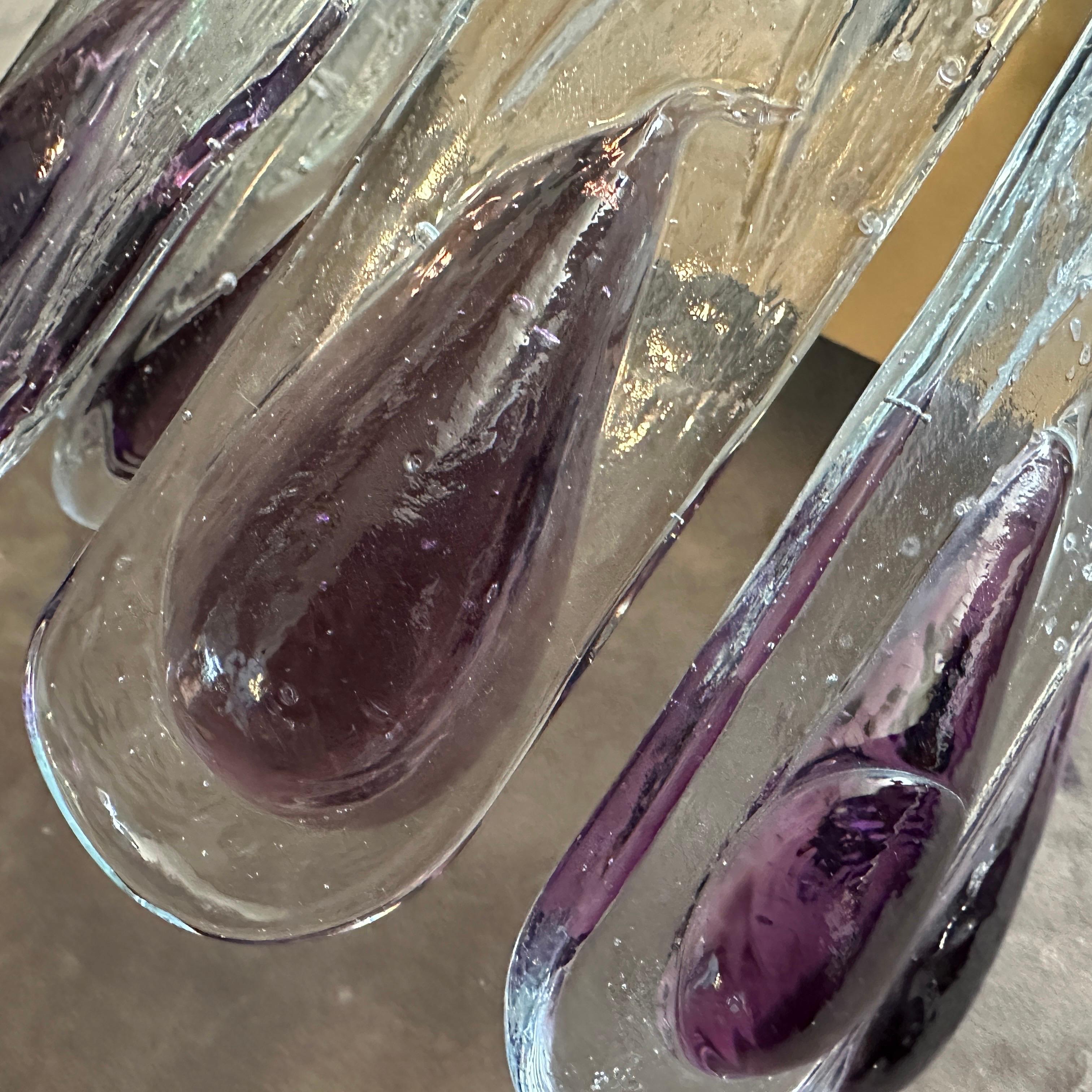 Lampada da parete in vetro di Murano trasparente e viola della metà del secolo scorso in vendita 2