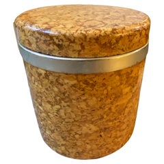 1970s, Mid-Century Modern Cork and Brass Italian Ice Bucket