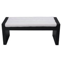 1970s Mid-Century Modern Ebonized Upholstery Bench with Oyster Velvet Cushion 1970s Mid-Century Modern Ebonized Upholstery Bench with Oyster Velvet Cushion