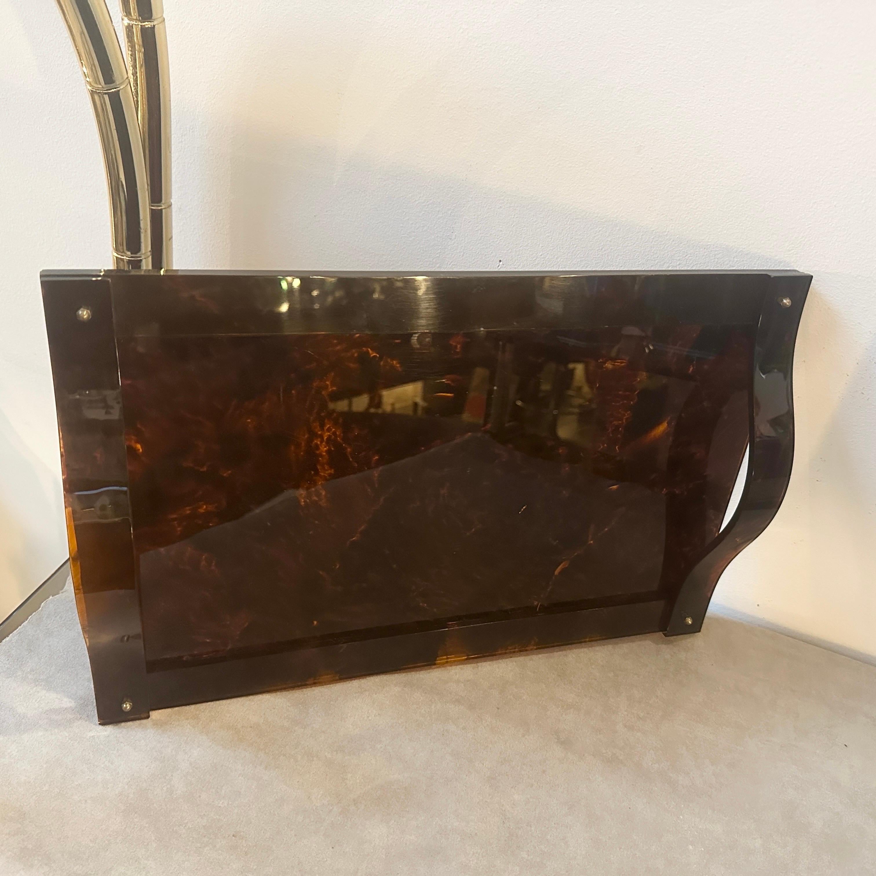 1970s Mid-Century Modern Fake Tortoise Lucite Tray in the manner of Dior Home In Good Condition For Sale In Aci Castello, IT