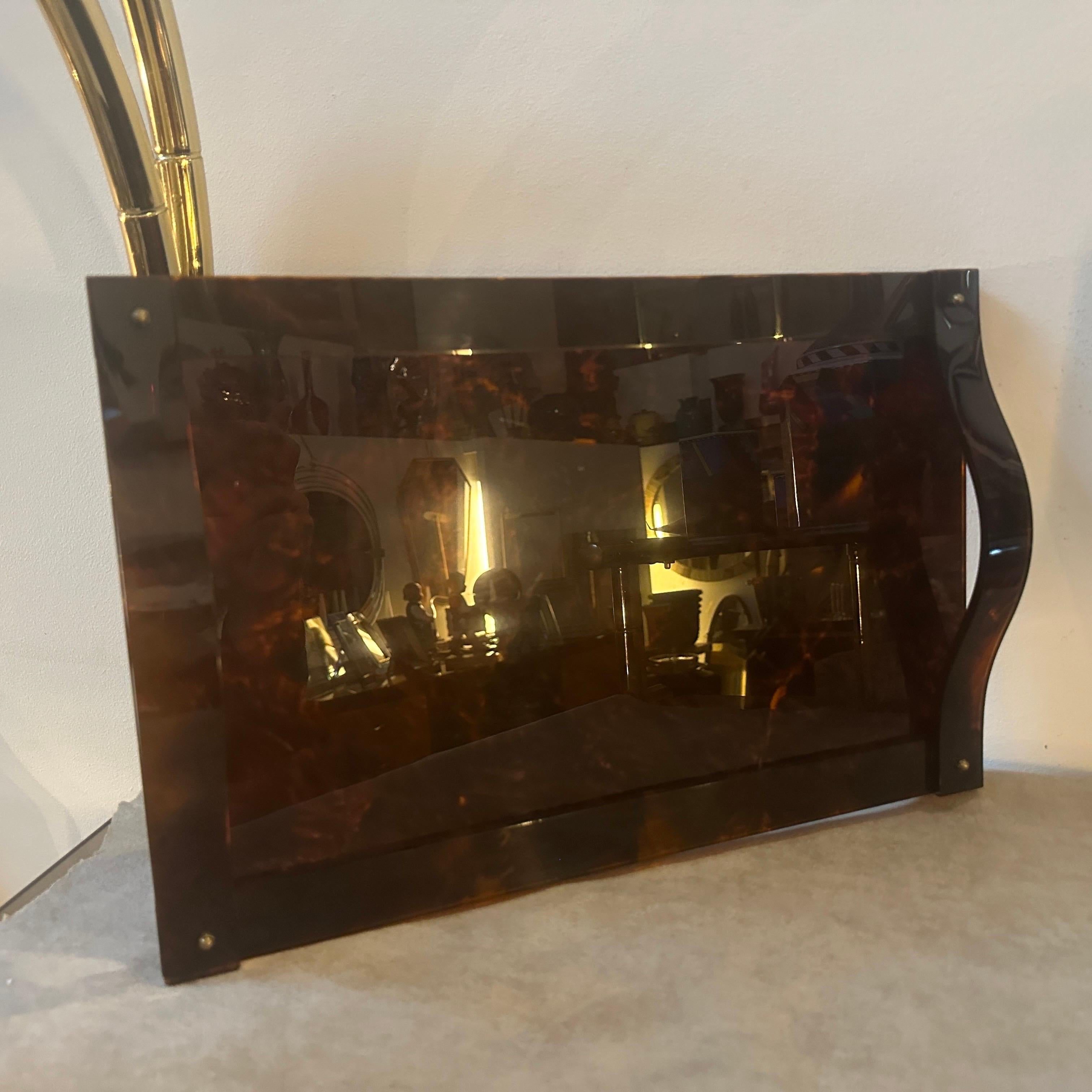 20th Century 1970s Mid-Century Modern Fake Tortoise Lucite Tray in the manner of Dior Home For Sale