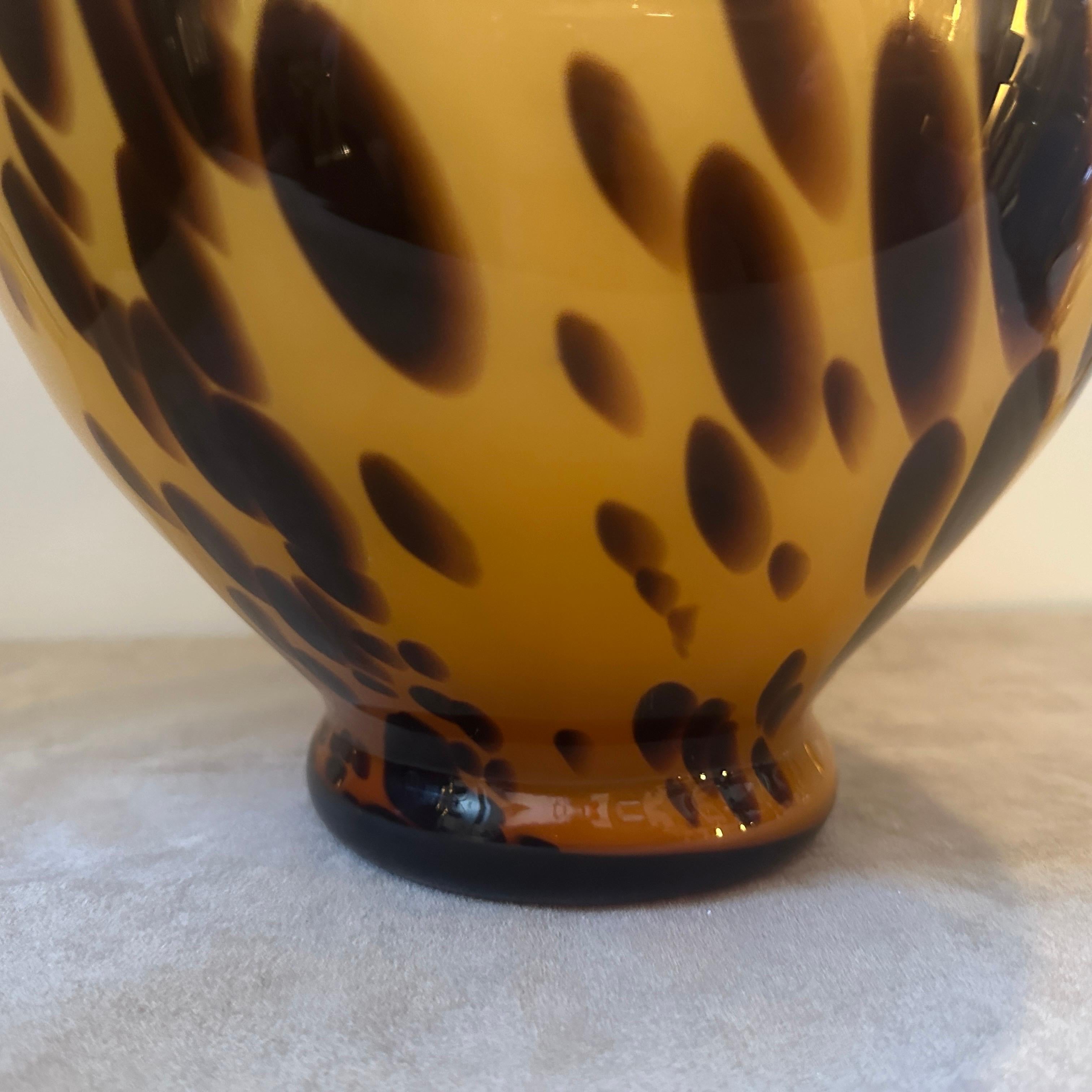 Italian 1970s Mid-Century Modern Fake Tortoise Murano Glass Vase For Sale