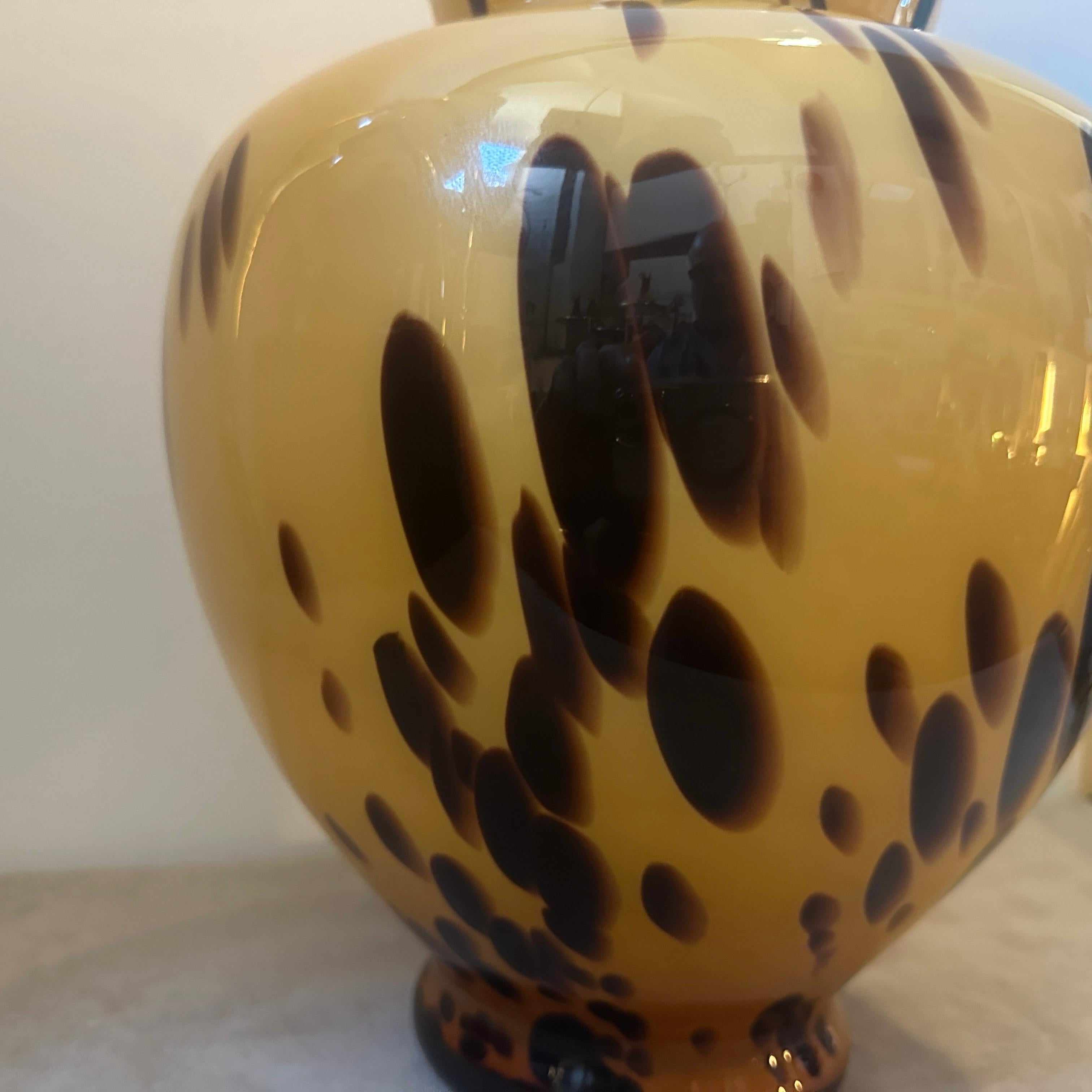 Hand-Crafted 1970s Mid-Century Modern Fake Tortoise Murano Glass Vase For Sale