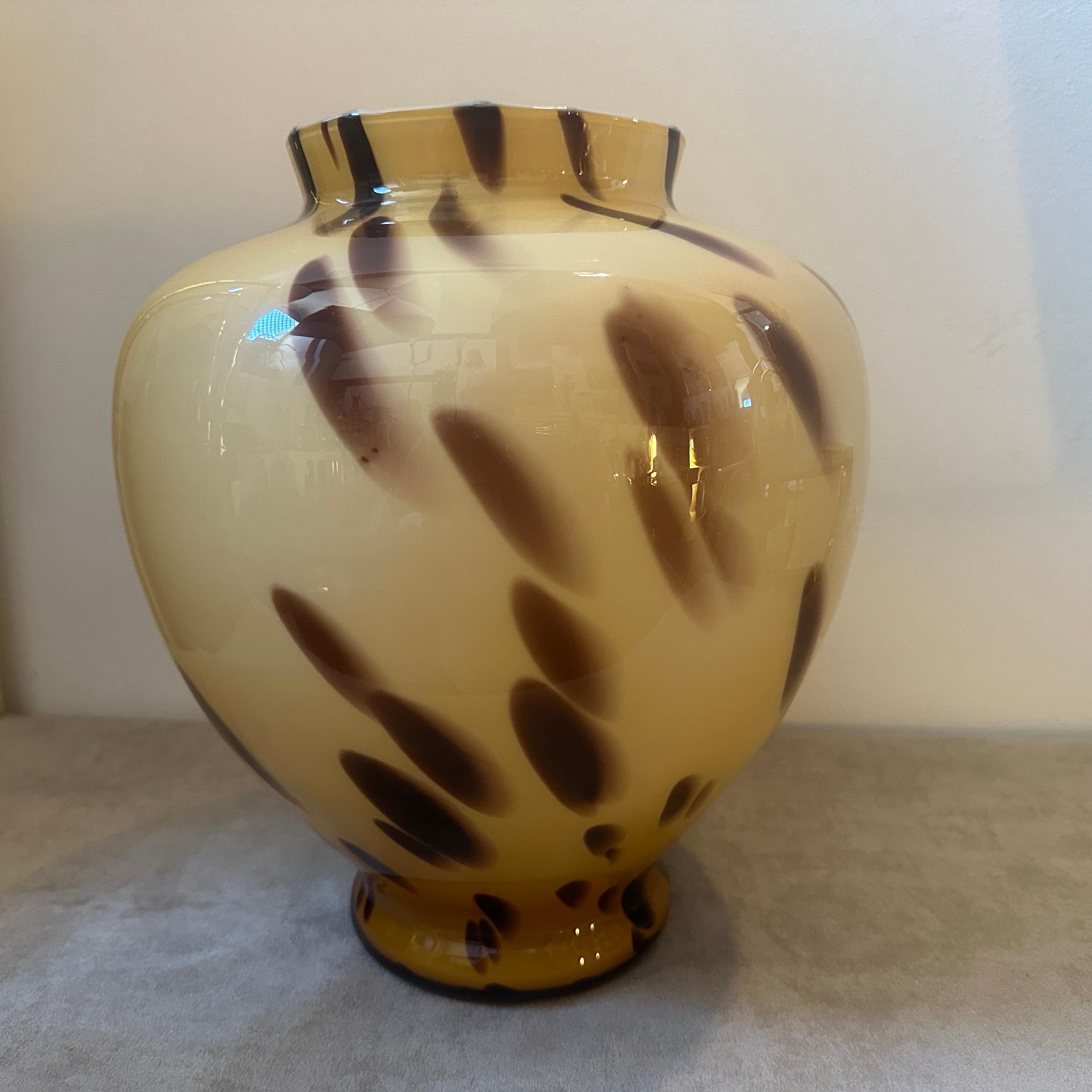 20th Century 1970s Mid-Century Modern Fake Tortoise Murano Glass Vase For Sale