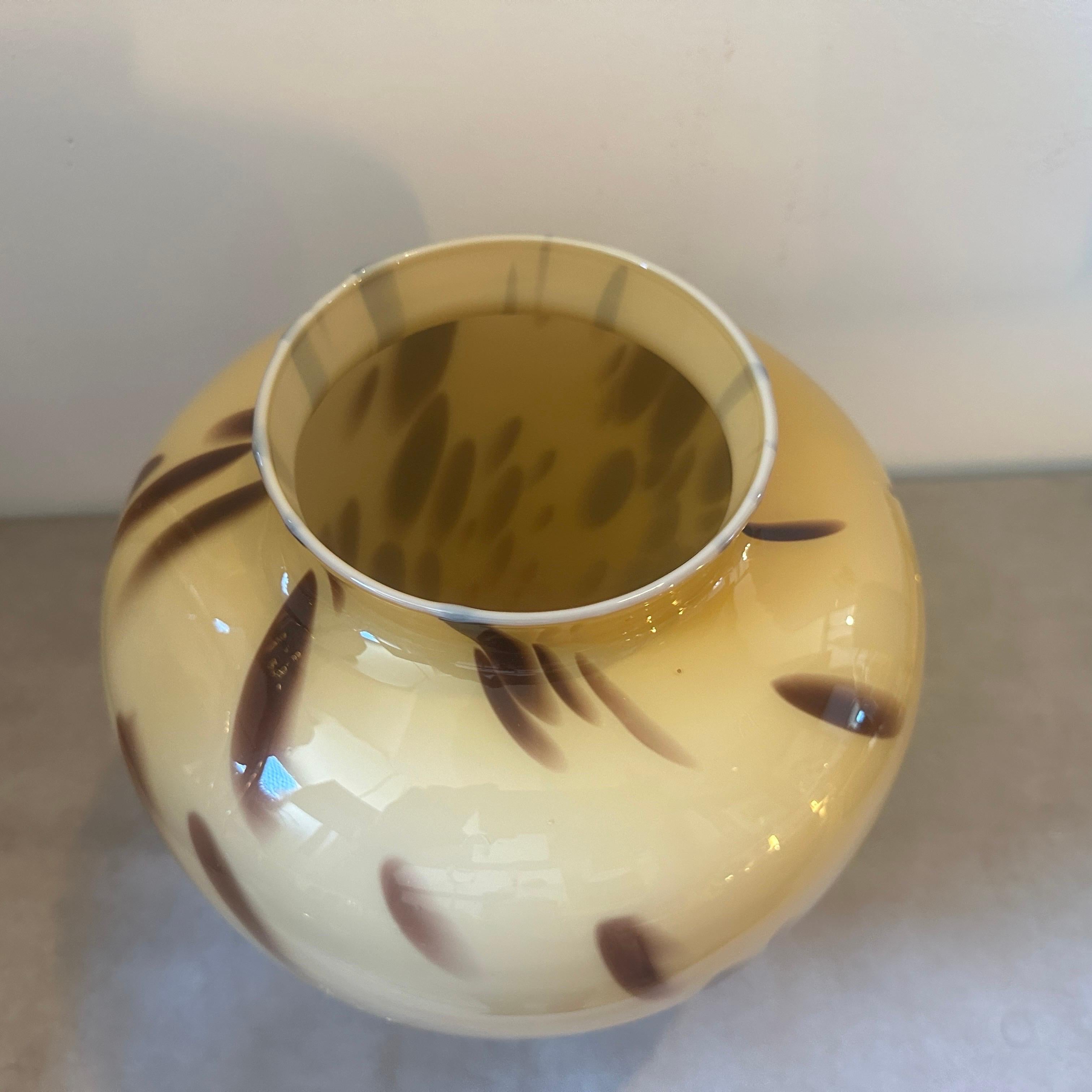 1970s Mid-Century Modern Fake Tortoise Murano Glass Vase For Sale 1