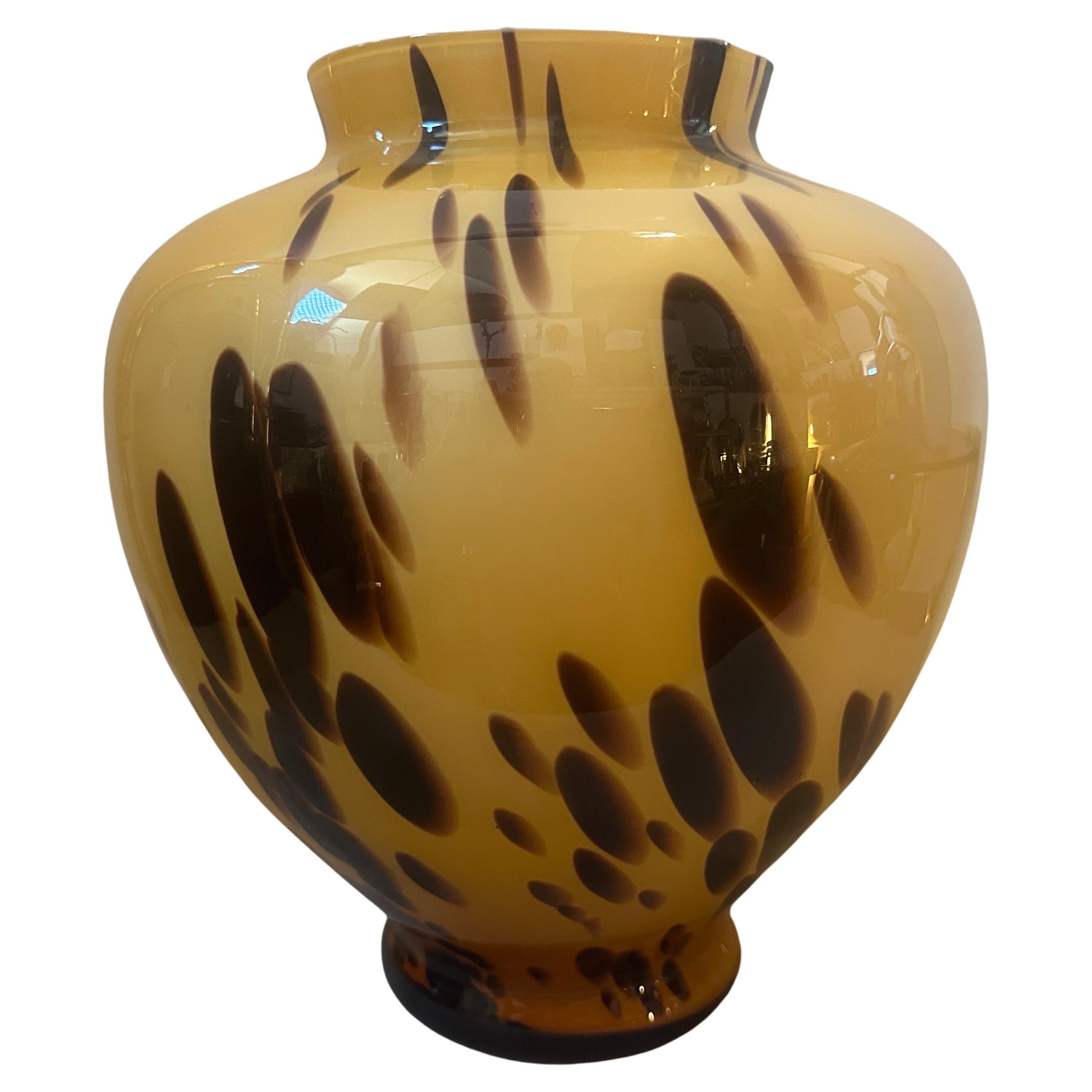 1970s Mid-Century Modern Fake Tortoise Murano Glass Vase For Sale