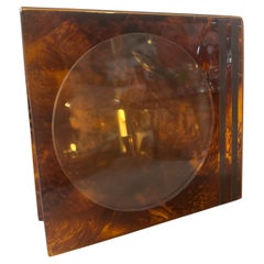 Vintage 1970s Mid-Century Modern Fake Tortoise Shell Lucite and Brass Picture Frame