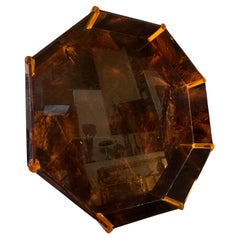 1970s Mid-Century Modern Fake Tortoiseshell Lucite Octagonal Italian Tray