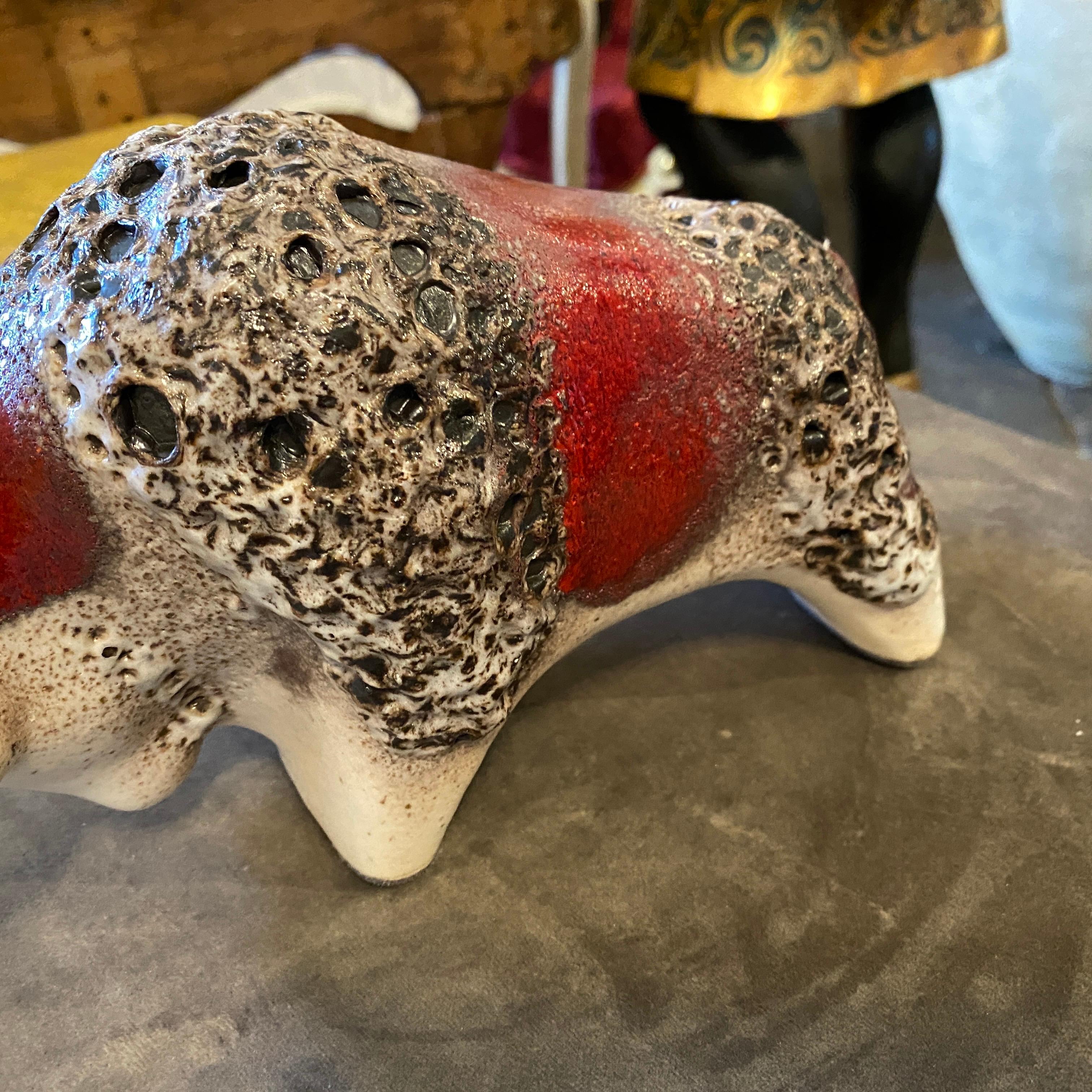 1970s Mid-Century Modern Fat Lava Ceramic German Bull by Otto Keramik In Good Condition In Aci Castello, IT