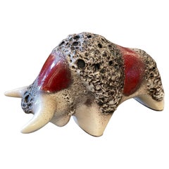 1970er Jahre Mid-Century Modern Fat Lava Ceramic German Bull von Otto Keramik