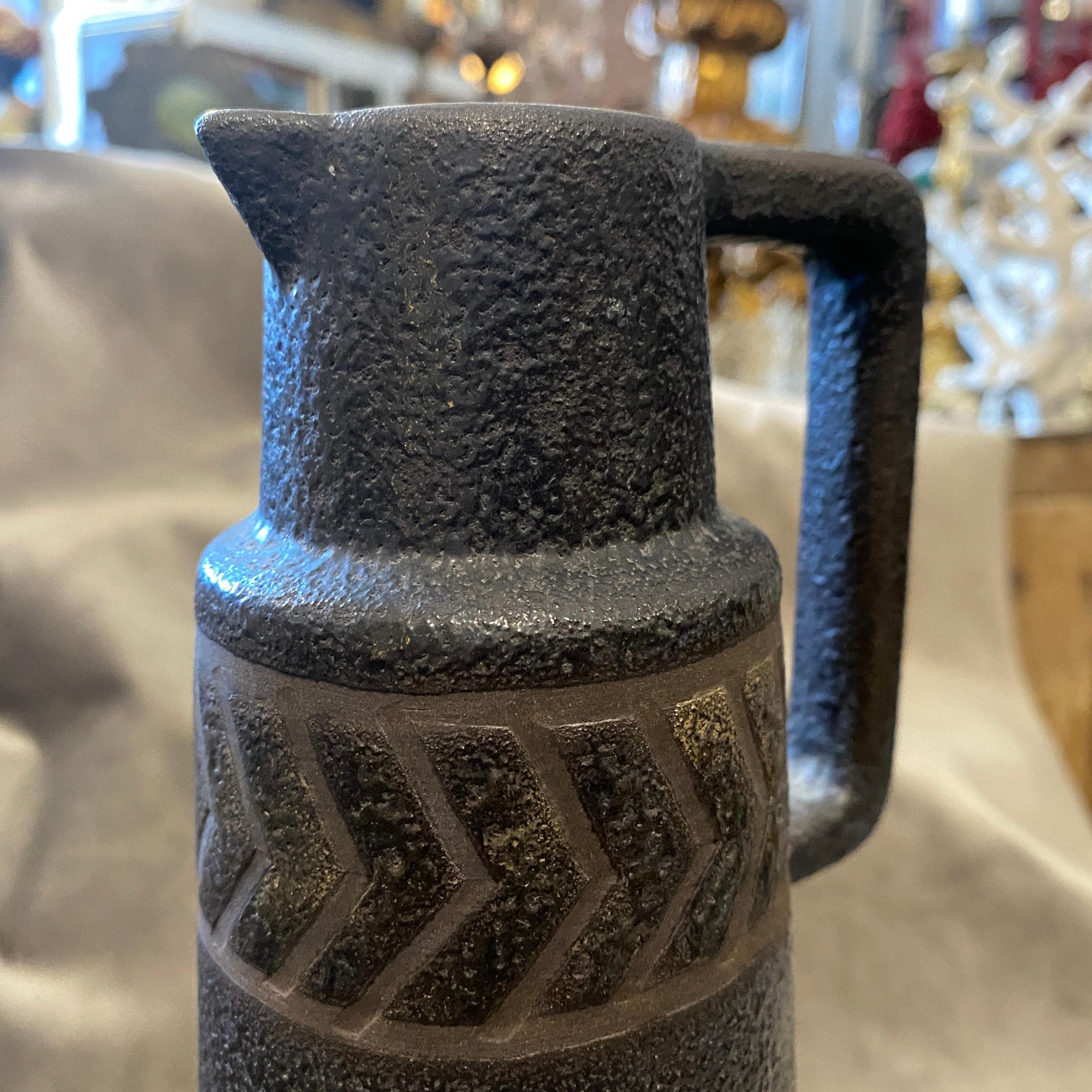 Hand-Crafted 1970s Mid-Century Modern Fat Lava Ceramic Jug Vase by Ceramano