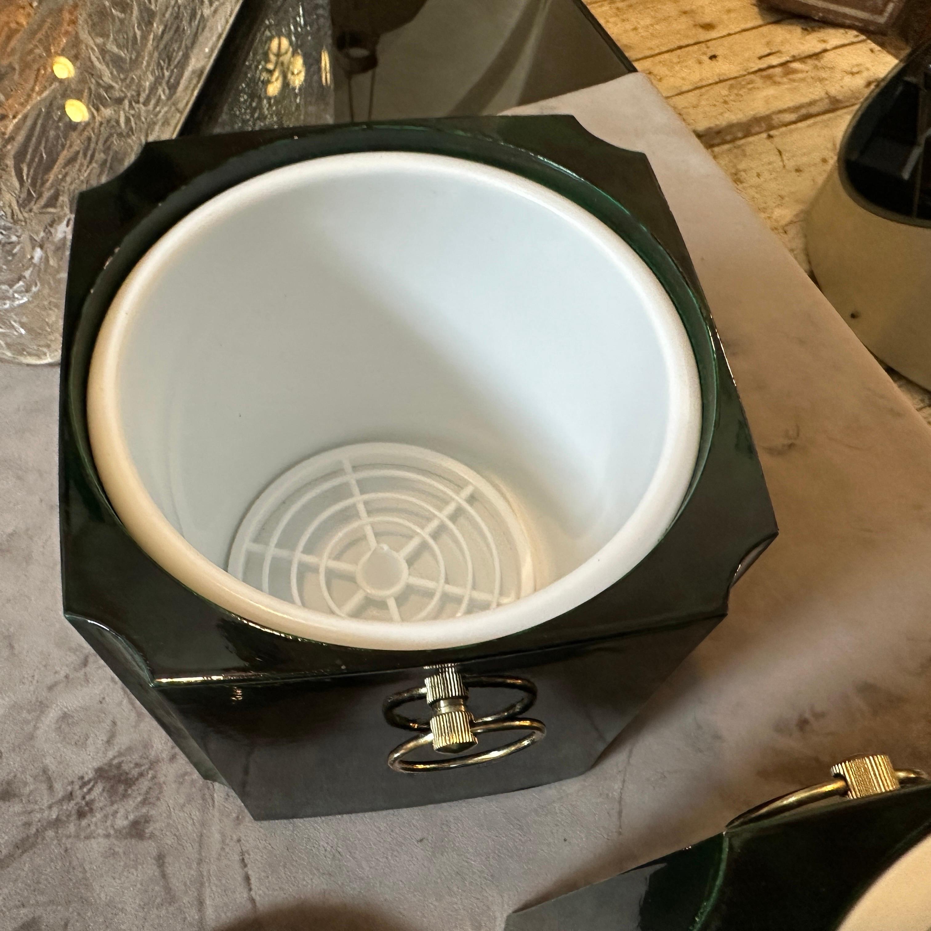 1970er Jahre Mid-Century Modern Faux Malachit Kunststoff Eiskübel und Weinkühler im Angebot 3