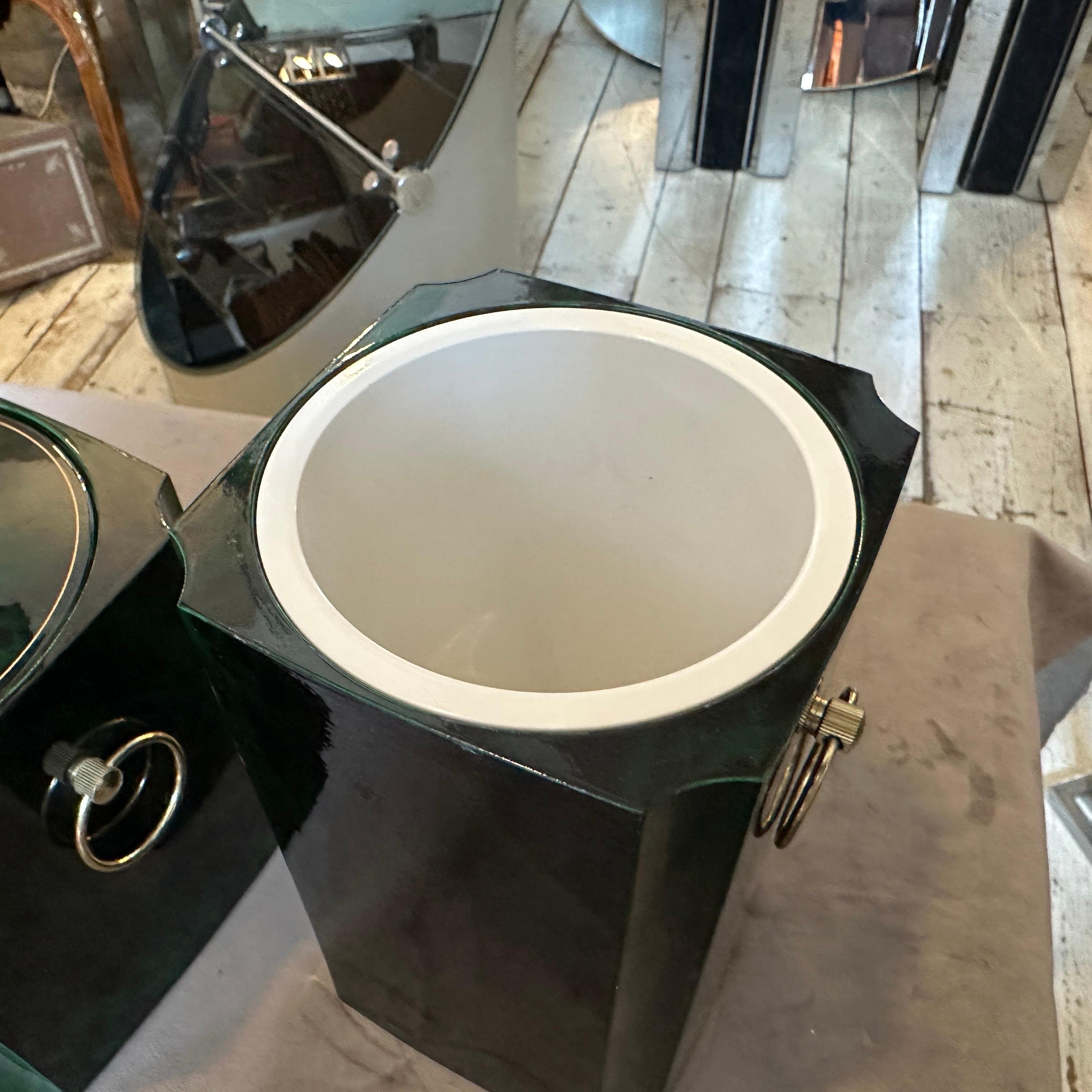 1970er Jahre Mid-Century Modern Faux Malachit Kunststoff Eiskübel und Weinkühler im Angebot 5