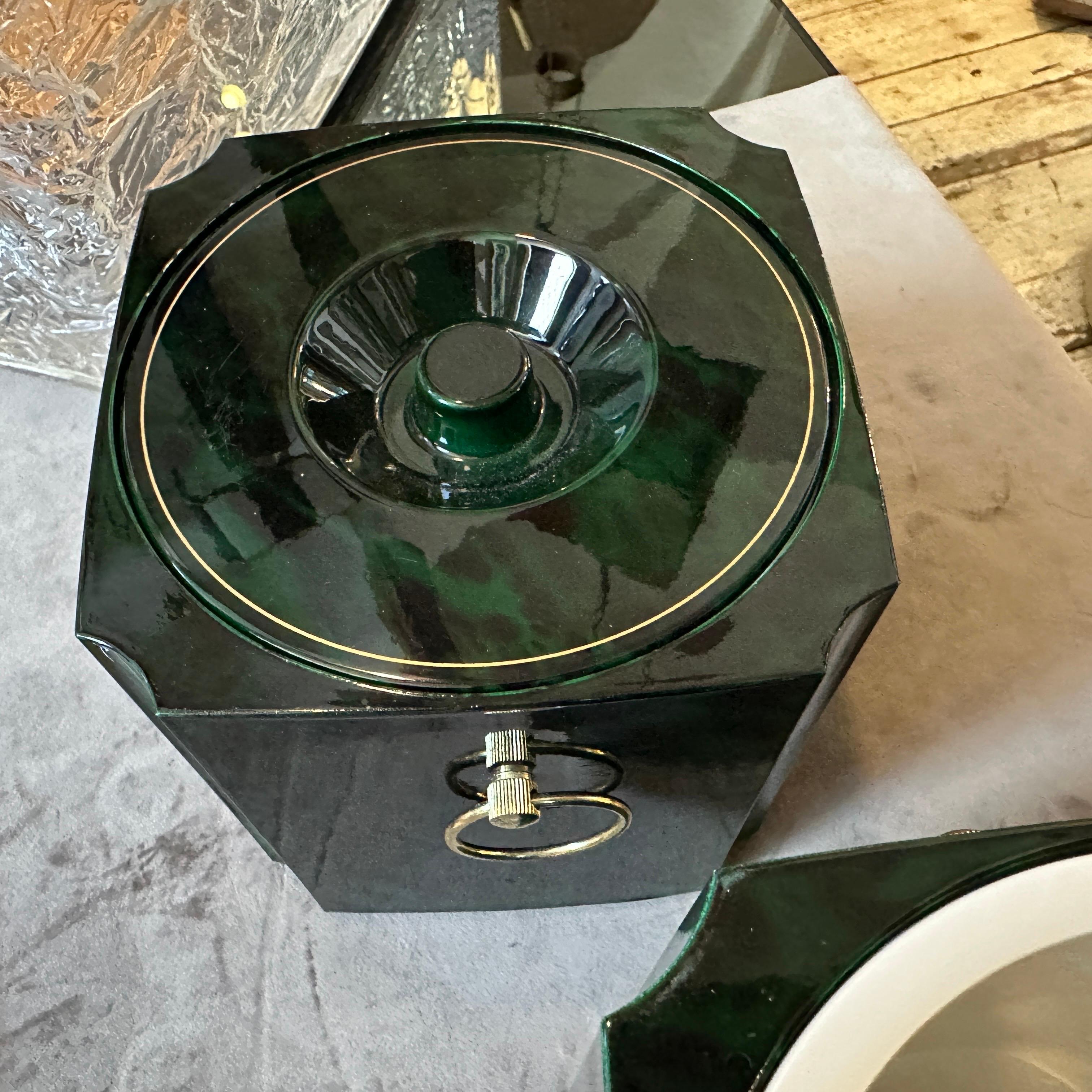 1970er Jahre Mid-Century Modern Faux Malachit Kunststoff Eiskübel und Weinkühler im Angebot 6