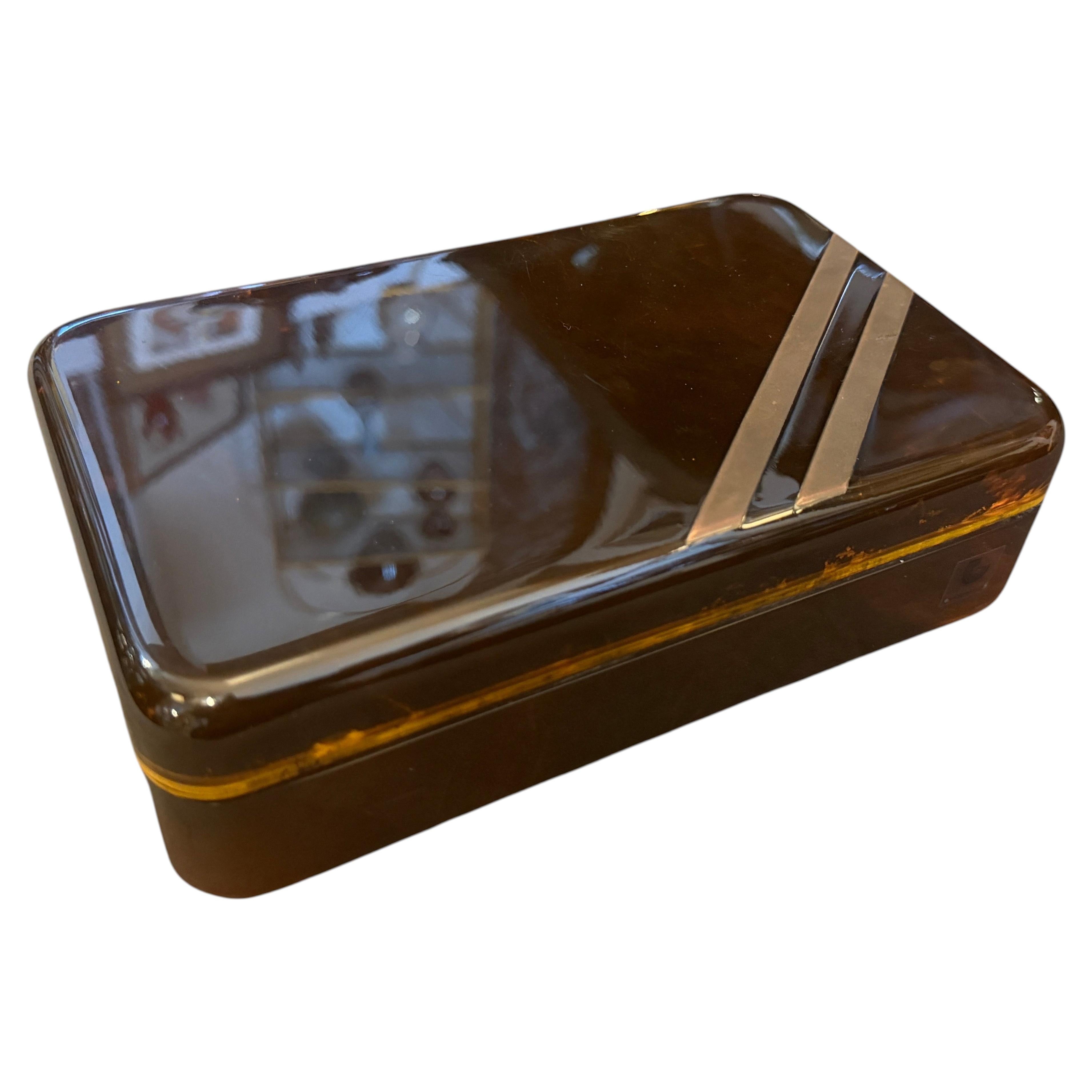 Scatola di lusso in lucite finto tartarugato degli anni '70 Dior Home Style