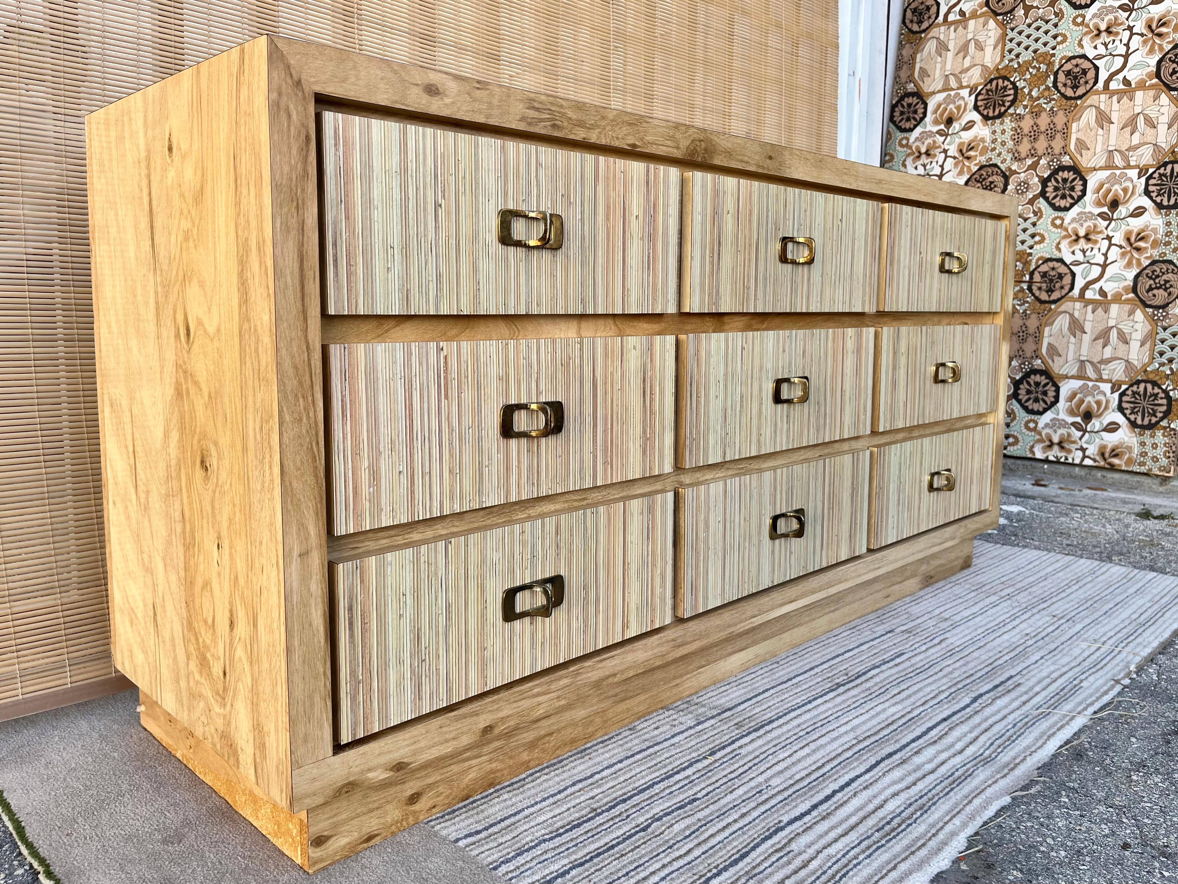 1970s Mid-Century Modern Faux Wood Laminated Nine Drawers Dresser In Good Condition In Miami, FL
