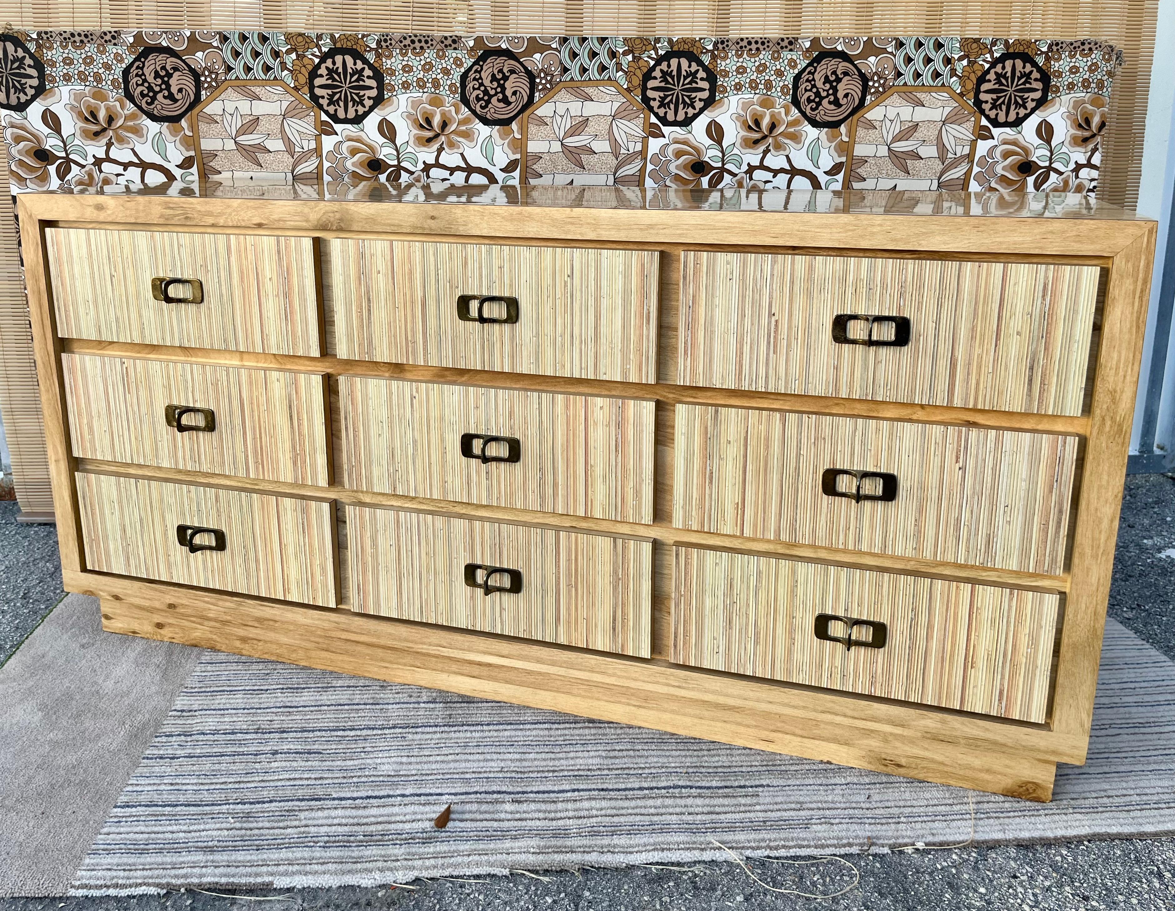 Late 20th Century 1970s Mid-Century Modern Faux Wood Laminated Nine Drawers Dresser