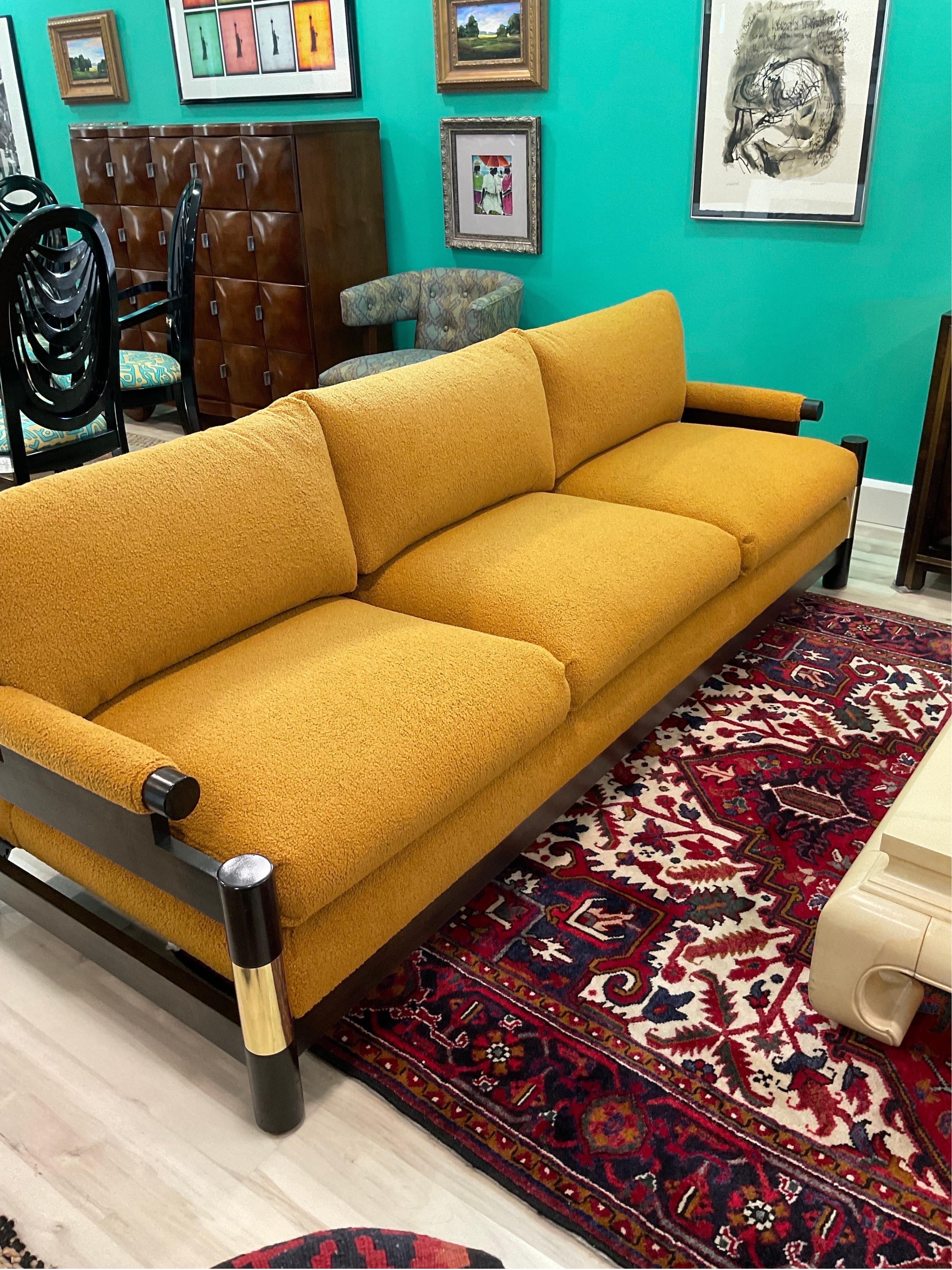 Spectacular MCM Floating Pagoda Sofa from Carson’s of Highpoint. (nearly identical to Bakers version) pristine in every way. Original upholstery in near flawless. These pieces (there are 3 matching listed separately) have a heavy Art deco influence