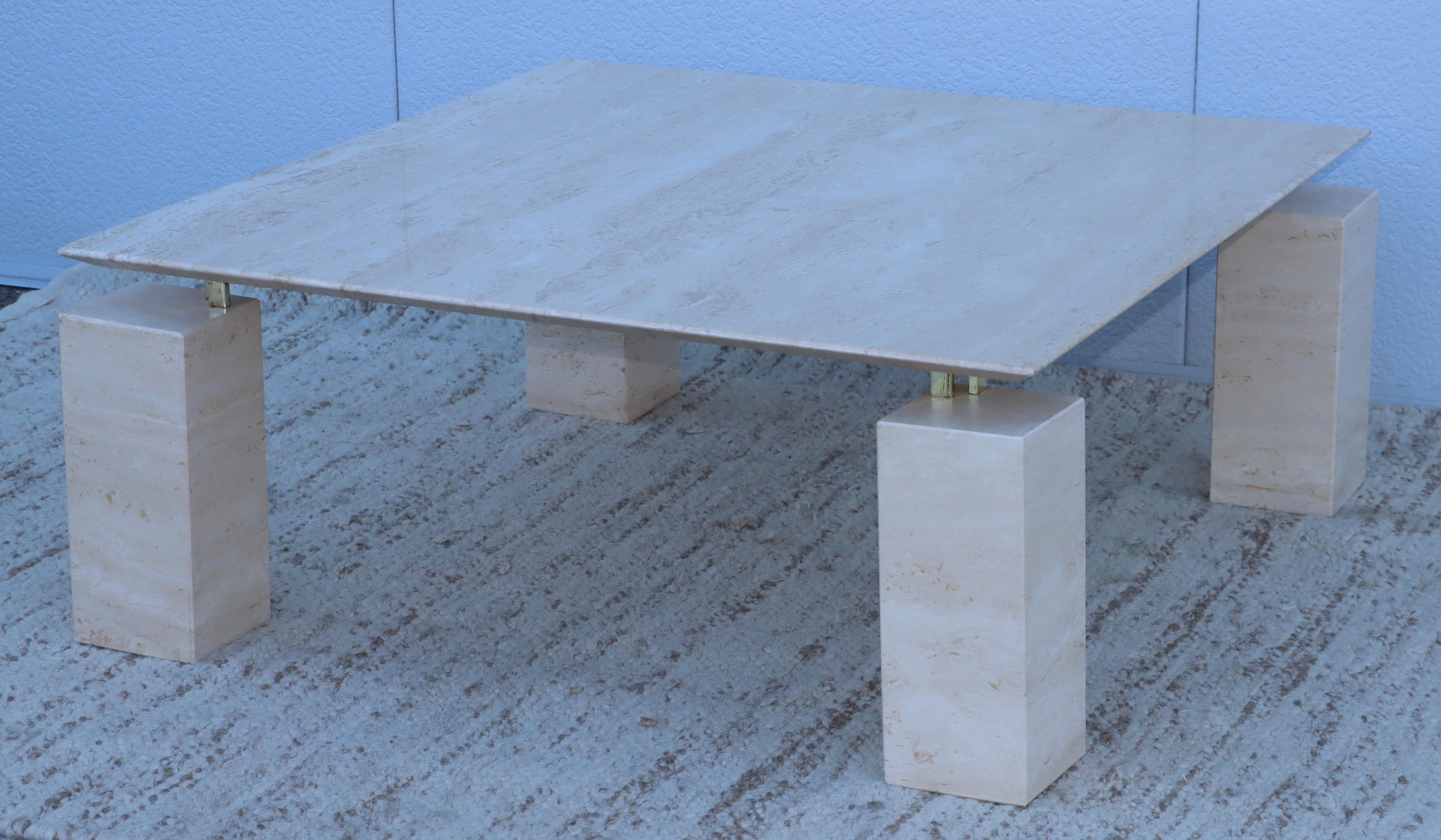 1970's Mid-Century Modern Floating Top Italian Travertine Coffee Table  In Good Condition In New York, NY