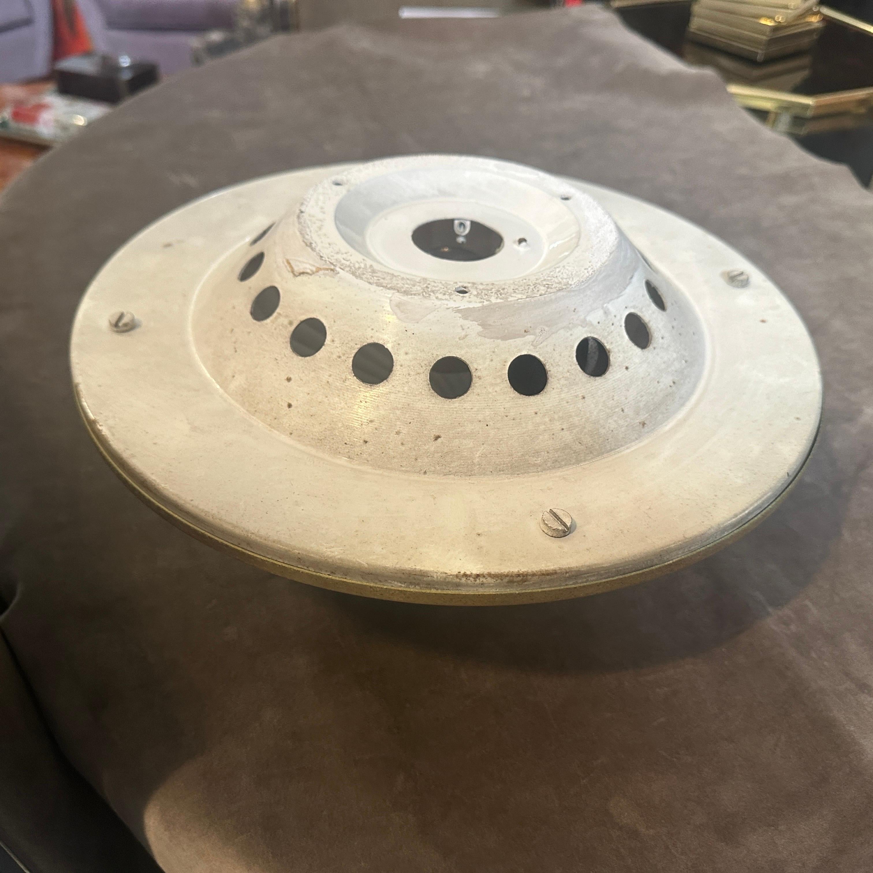 1970er Jahre Mitte des Jahrhunderts Modern Vergoldetes Metall und Murano Glas Decke oder Wandleuchte im Angebot 4