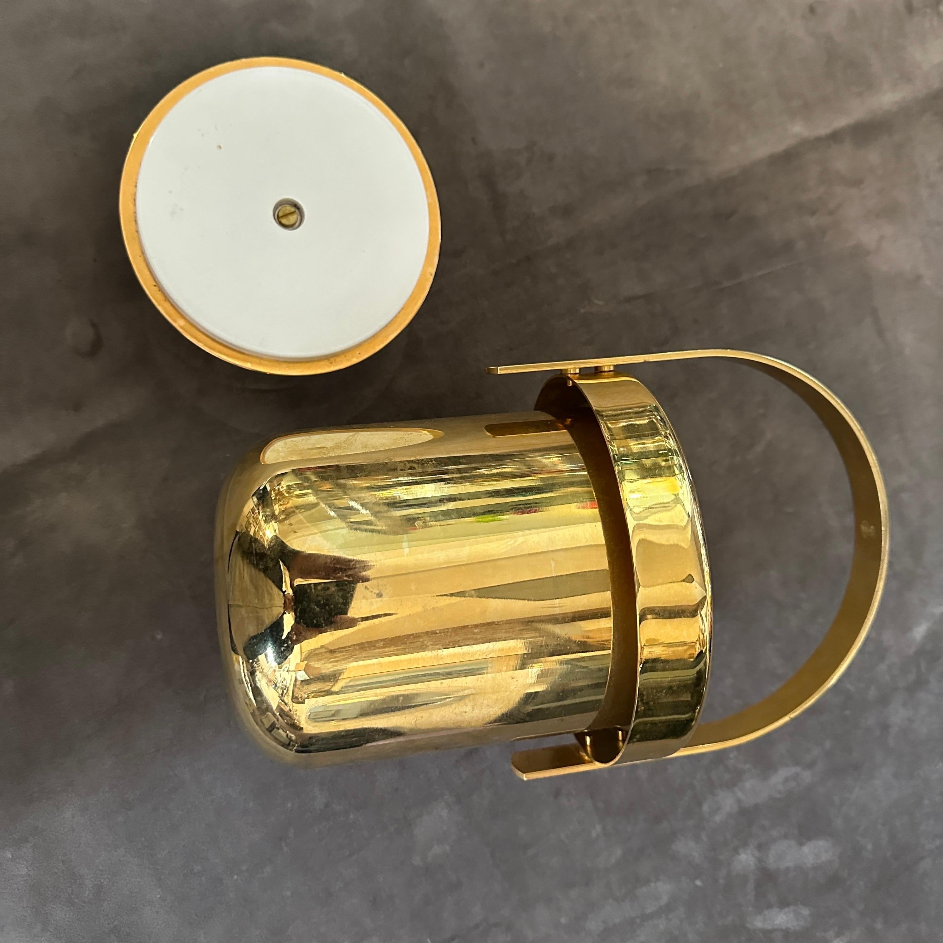 1970s Mid-Century Modern Gilded Metal Italian Ice Bucket For Sale 7